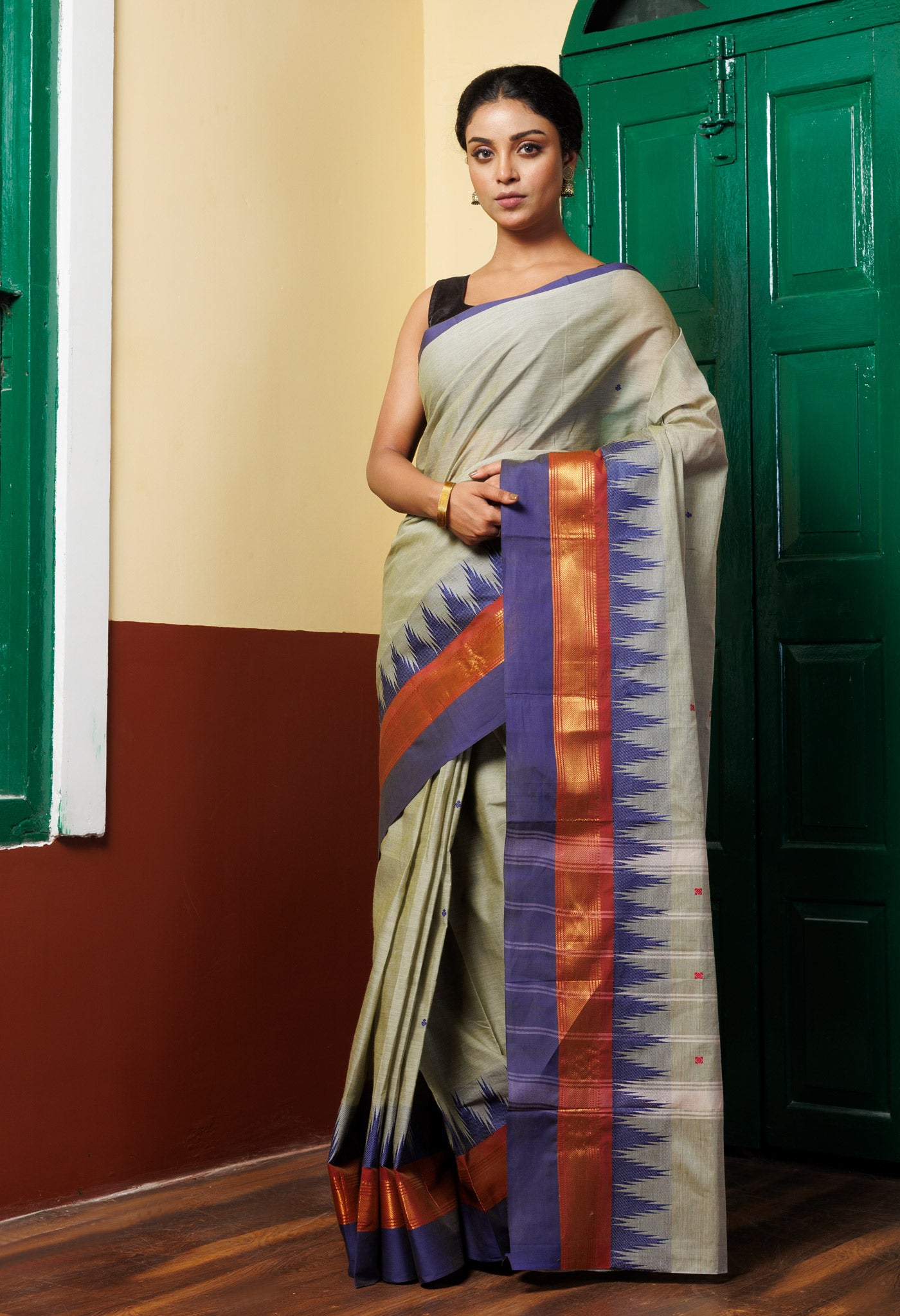 Green Pure Pavani Handcrafted Kanchi Cotton Saree