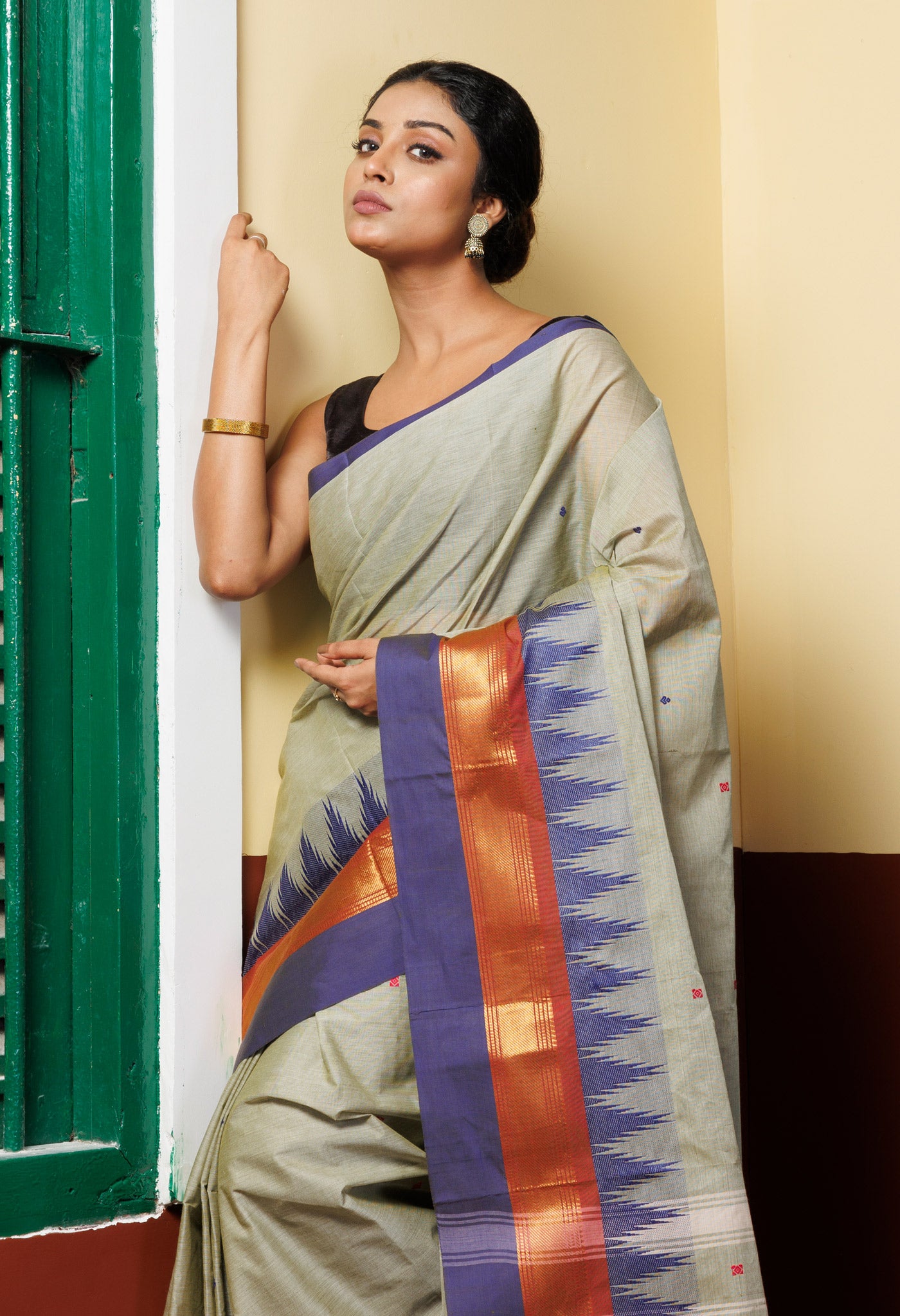 Green Pure Pavani Handcrafted Kanchi Cotton Saree