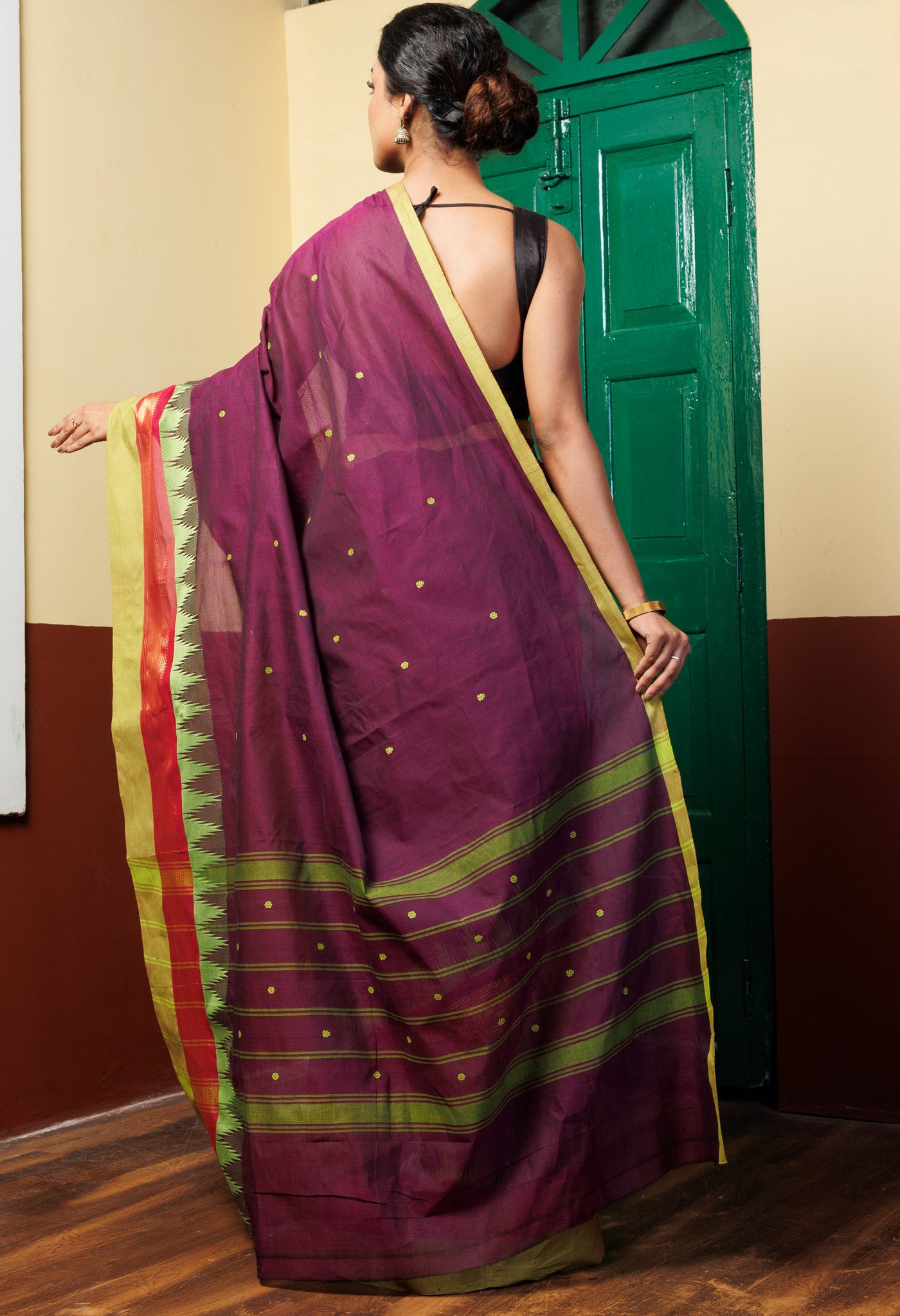 Purple Pure Pavani Handcrafted Kanchi Cotton Saree