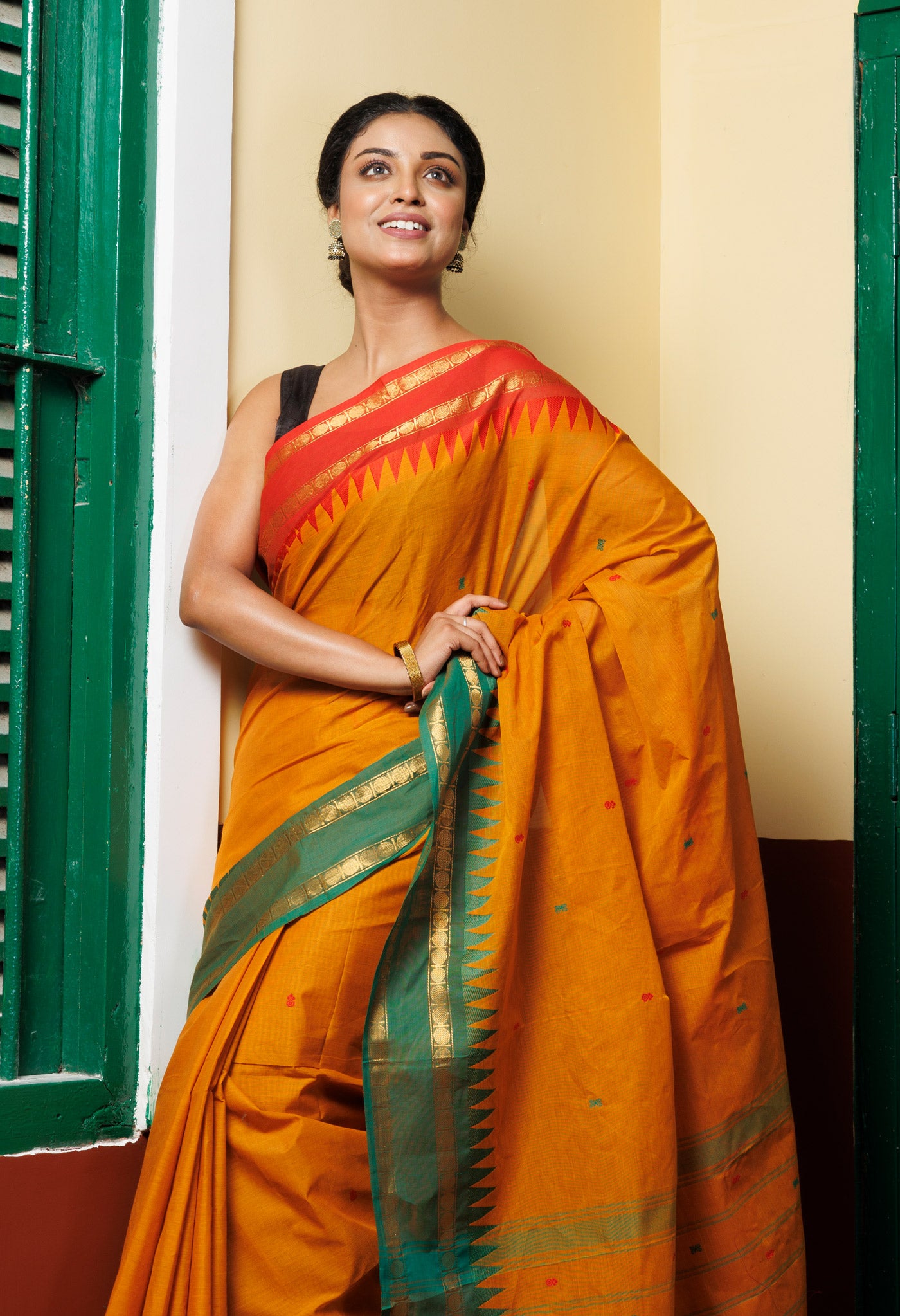 Mustard Yellow Pure Pavani Handcrafted Rasipuram Cotton Saree