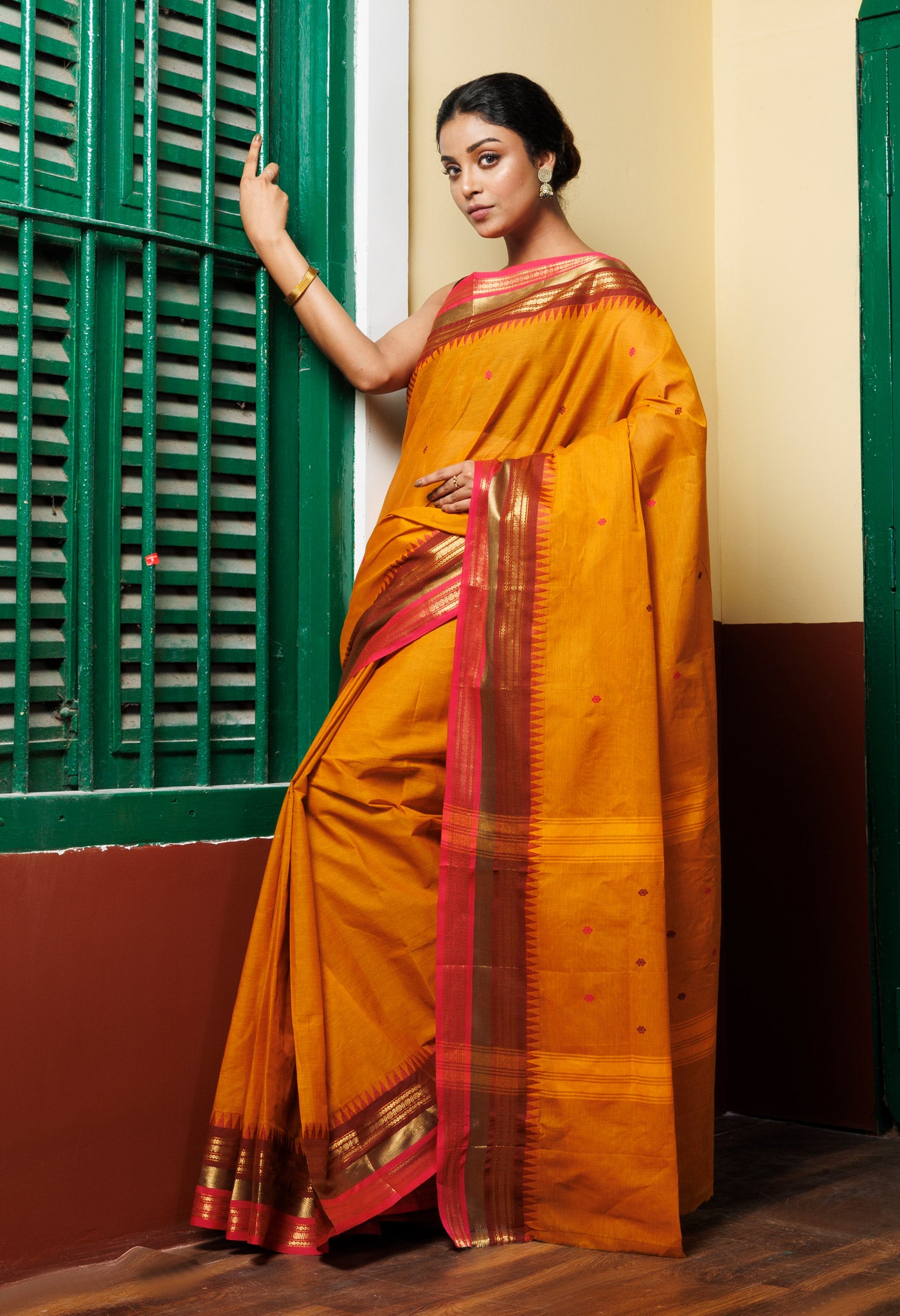 Yellow Pure Pavani Handcrafted Kanchi Cotton Saree