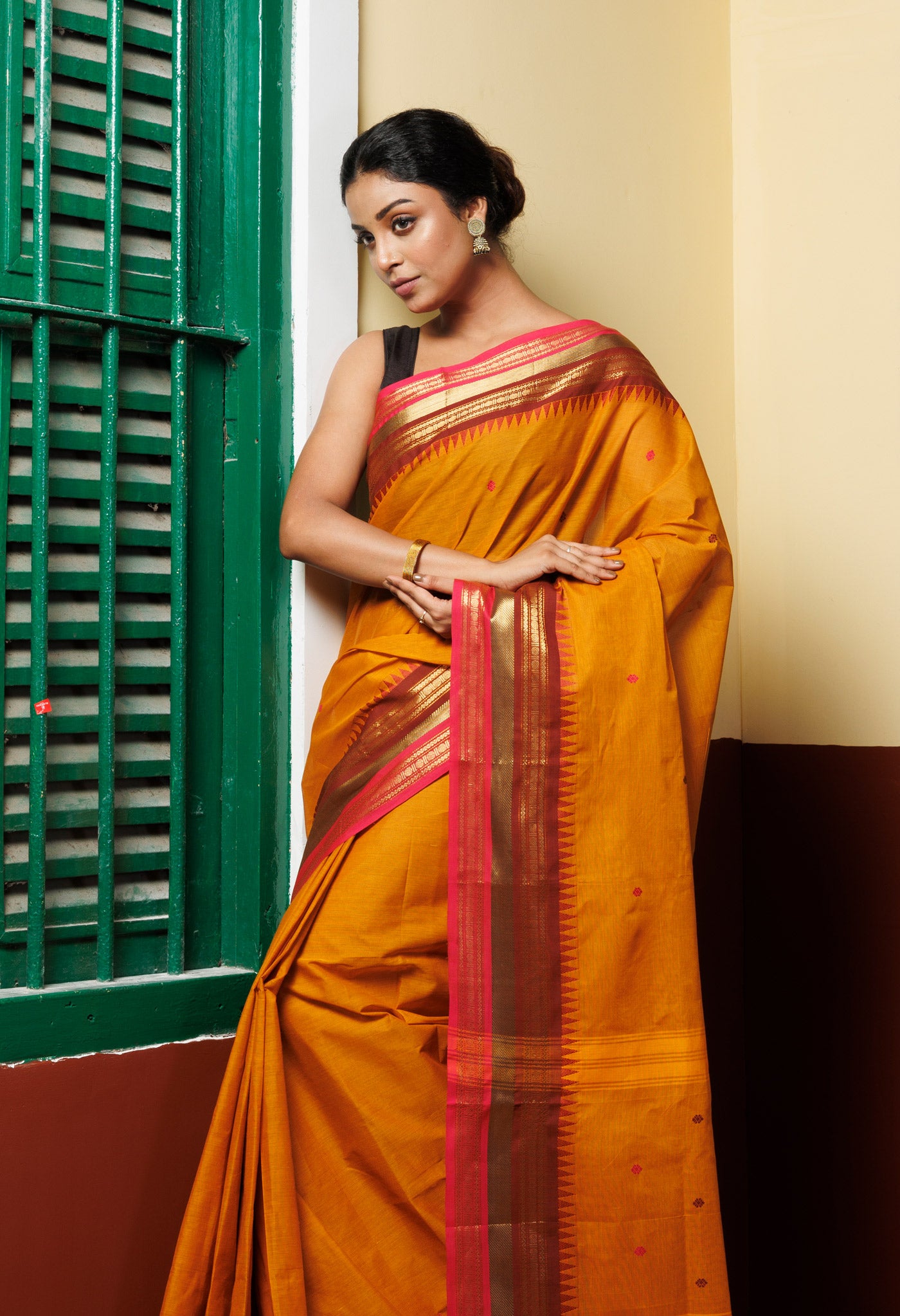 Yellow Pure Pavani Handcrafted Kanchi Cotton Saree