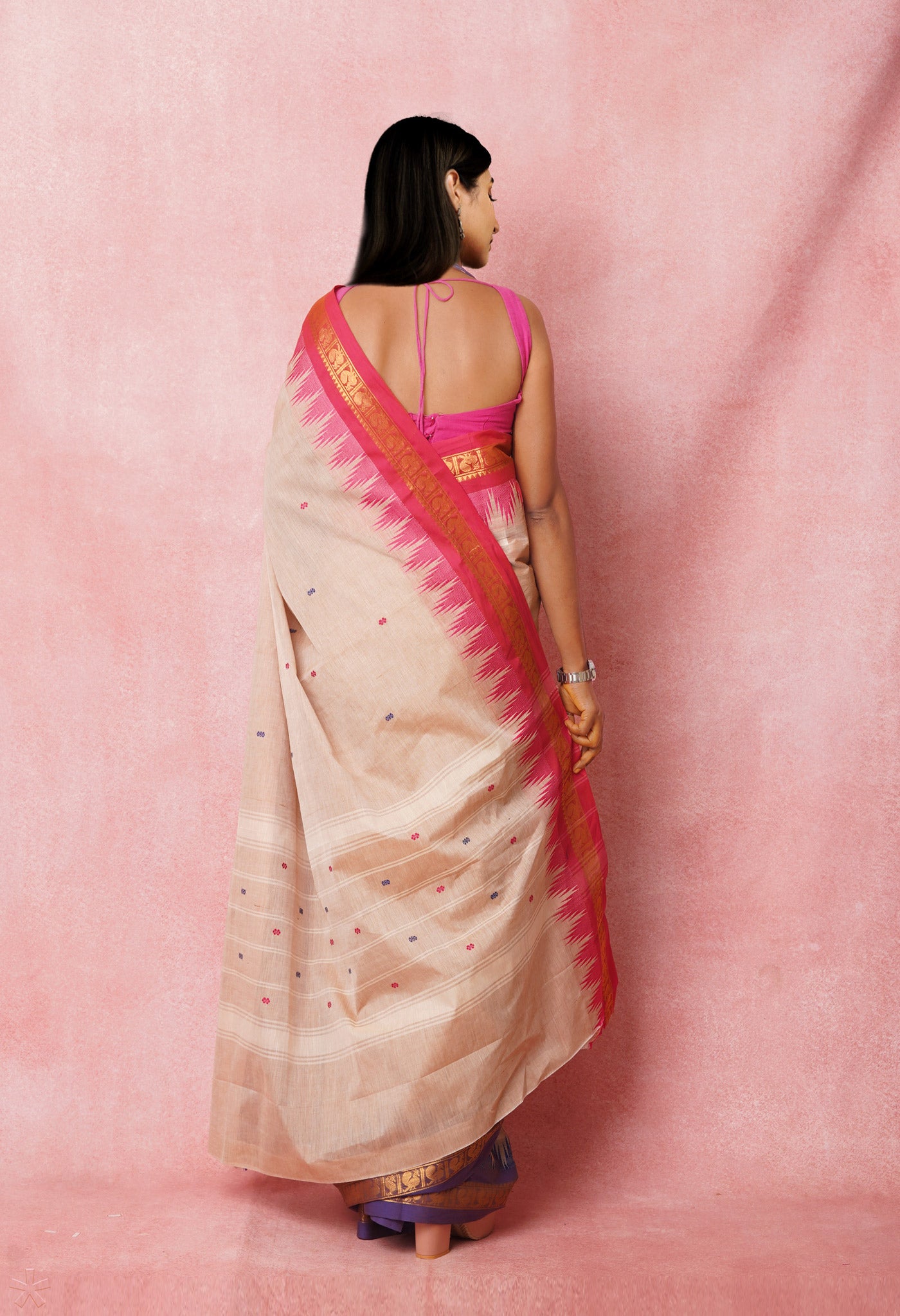 Beige Pure Pavani Handcrafted Rasipuram Cotton Saree