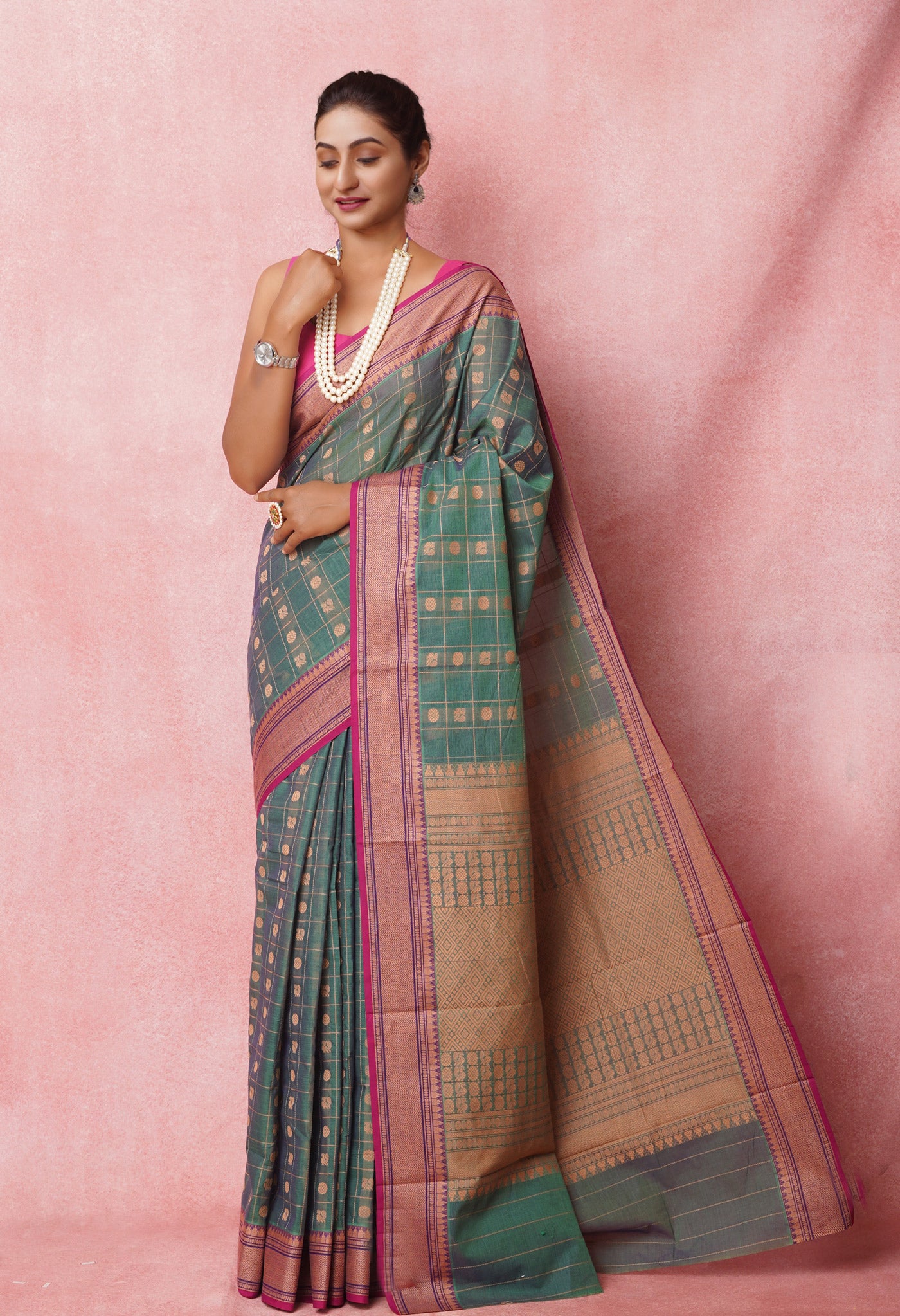 Green Pure Pavani Handcrafted Kanchi Cotton Saree