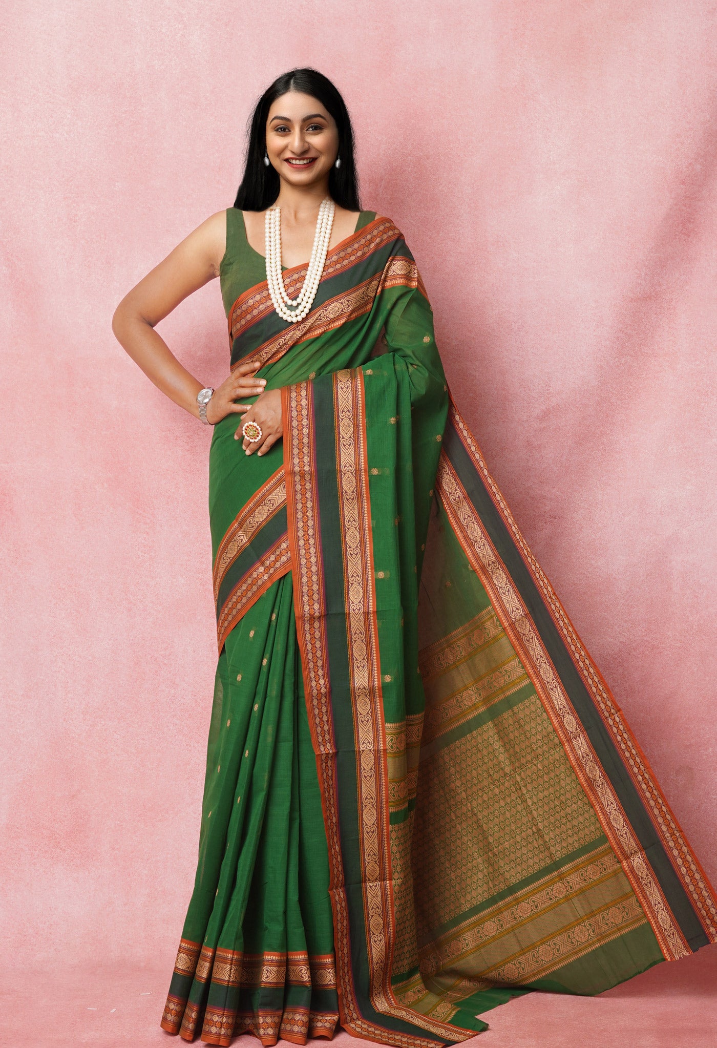 Green PureHandloom Pavani Chettinad Cotton Saree