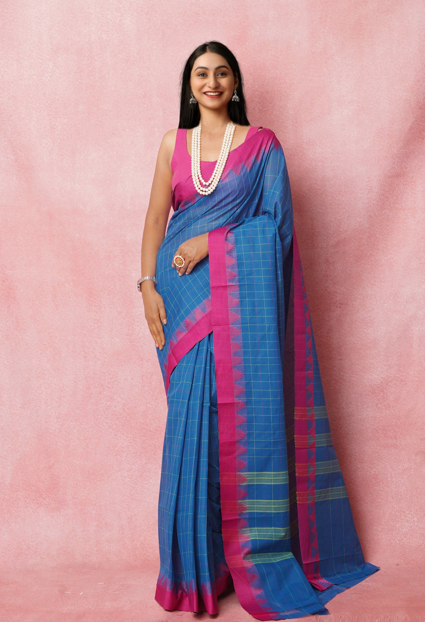 Blue Pure Pavani Chettinad Soft  Cotton Saree