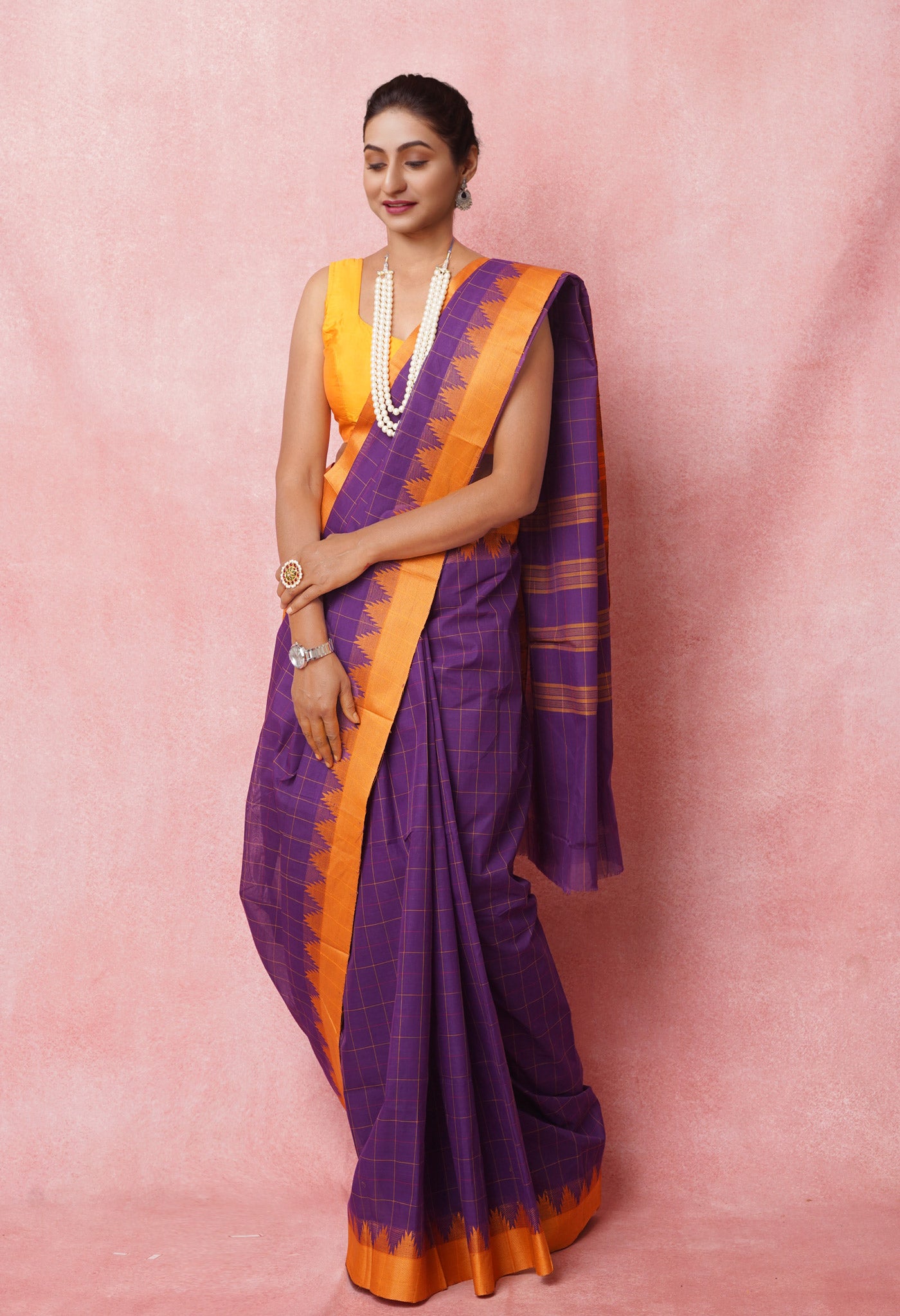 Purple Pure Pavani Chettinad Soft  Cotton Saree