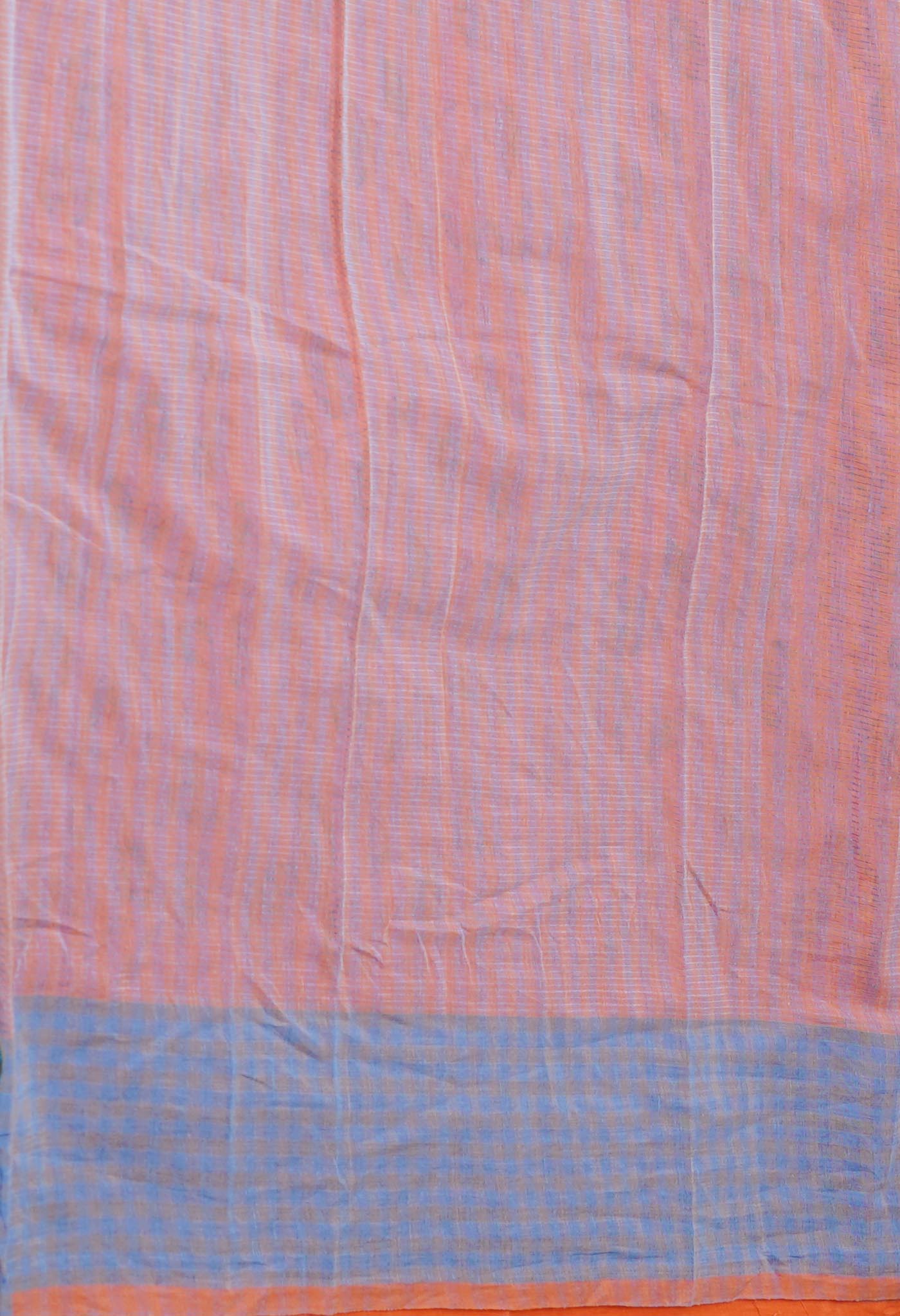 Orange Pure Block Printed Mangalgiri Cotton Saree