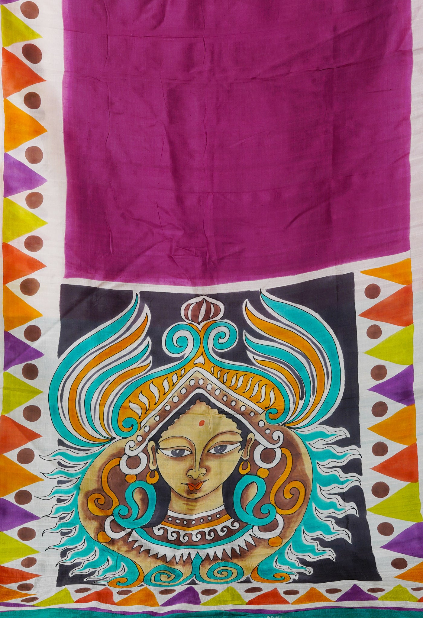 Purple Pure Handloom Hand Painted Murshidabad Silk Saree