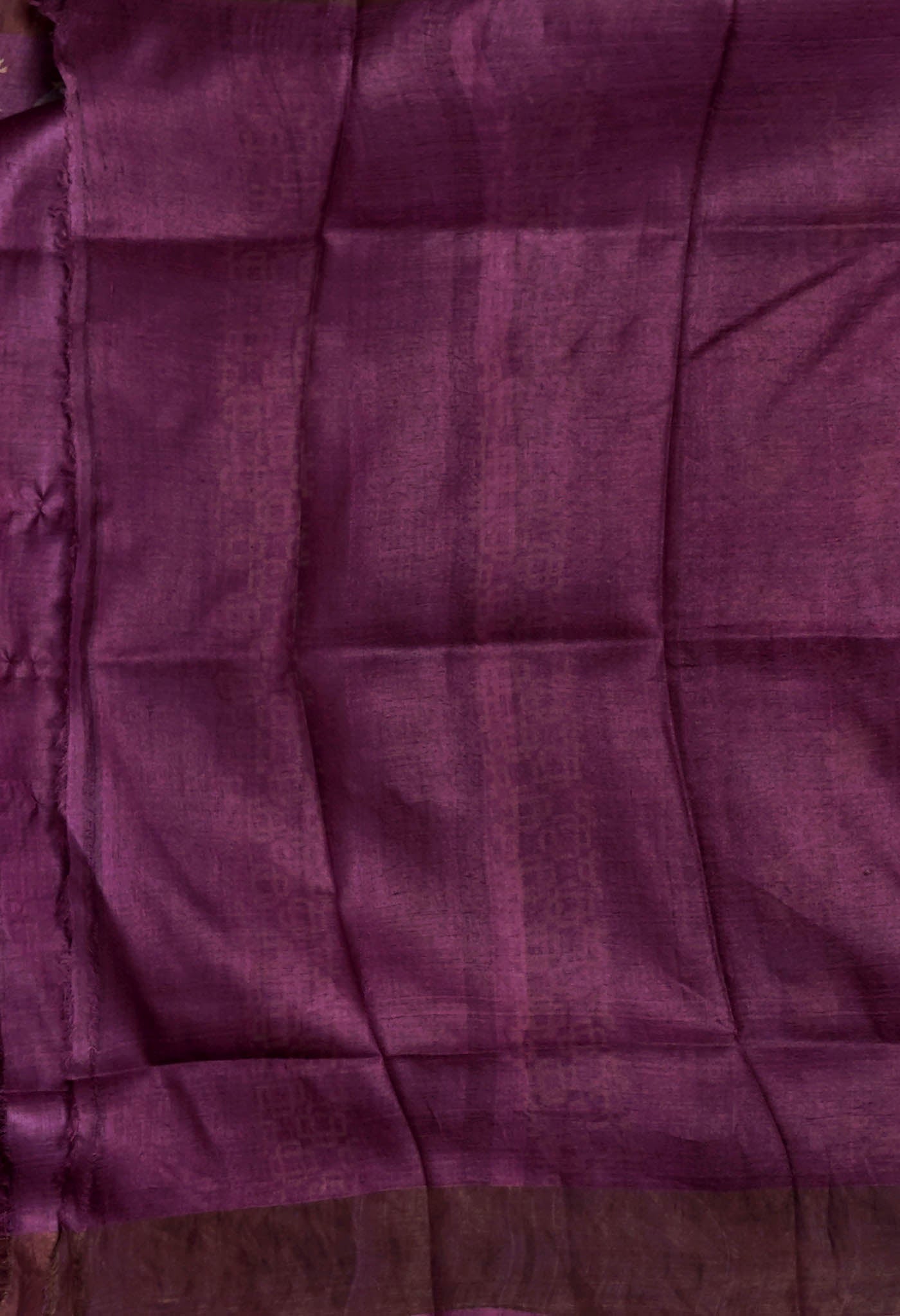 Purple Pure Handloom Designer Printed Bengal Tussar Silk Saree