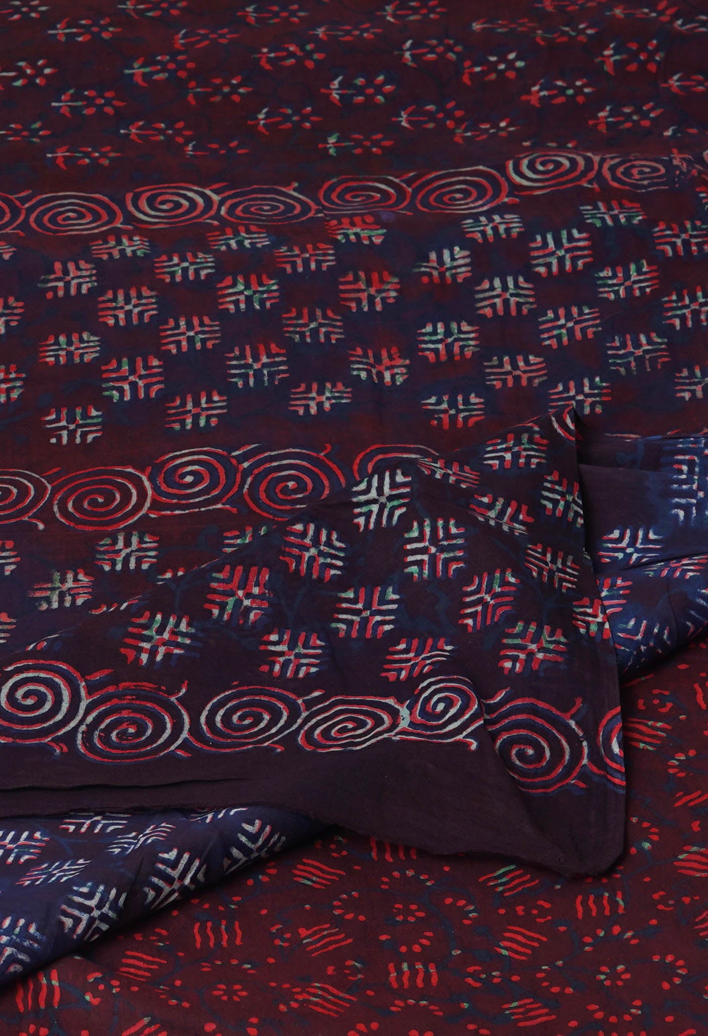 Dark Purple Pure Napthol Hand Block Pinted Superfine Mulmul Cotton Saree