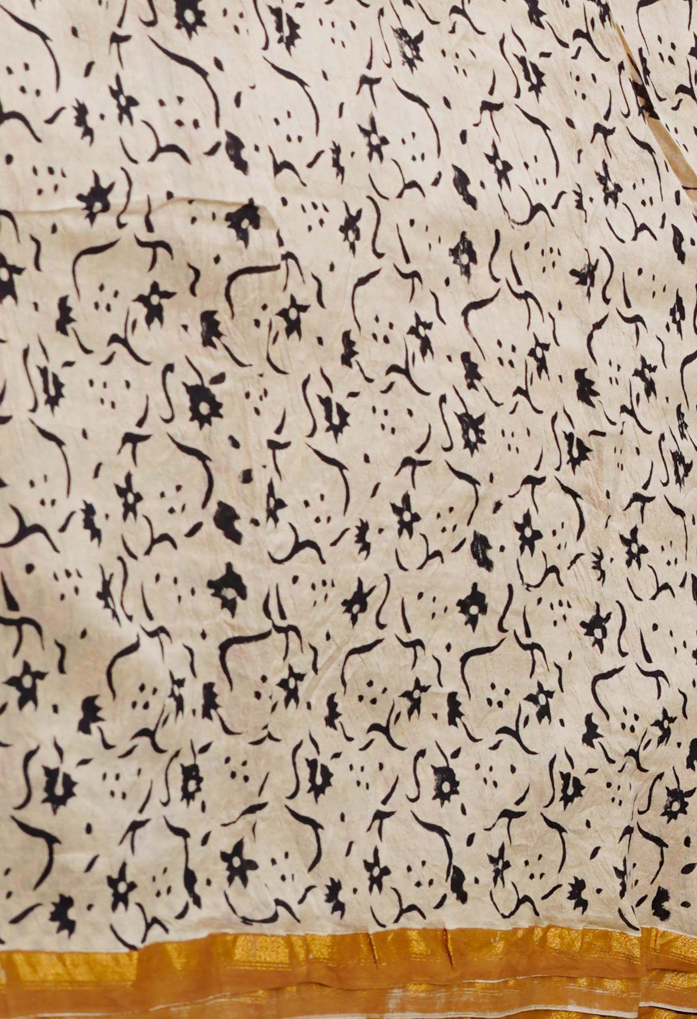 Brown Pure Bagru Kalamkari Printed Chanderi Sico Saree-UNM77125