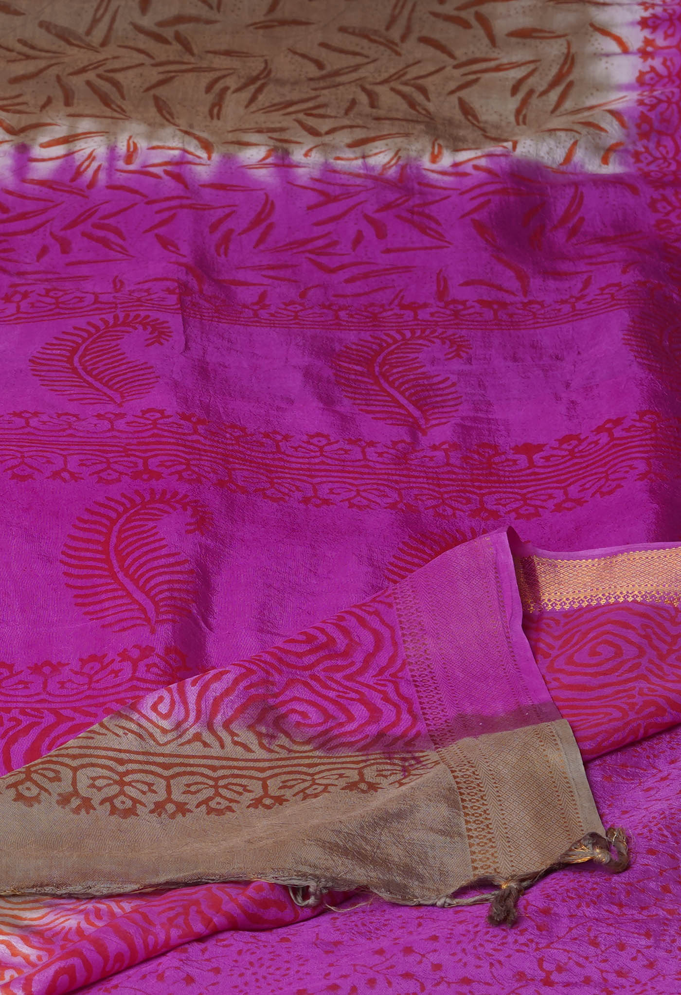 Grey Hand Block Printed Mangalgiri Soft Silk Saree