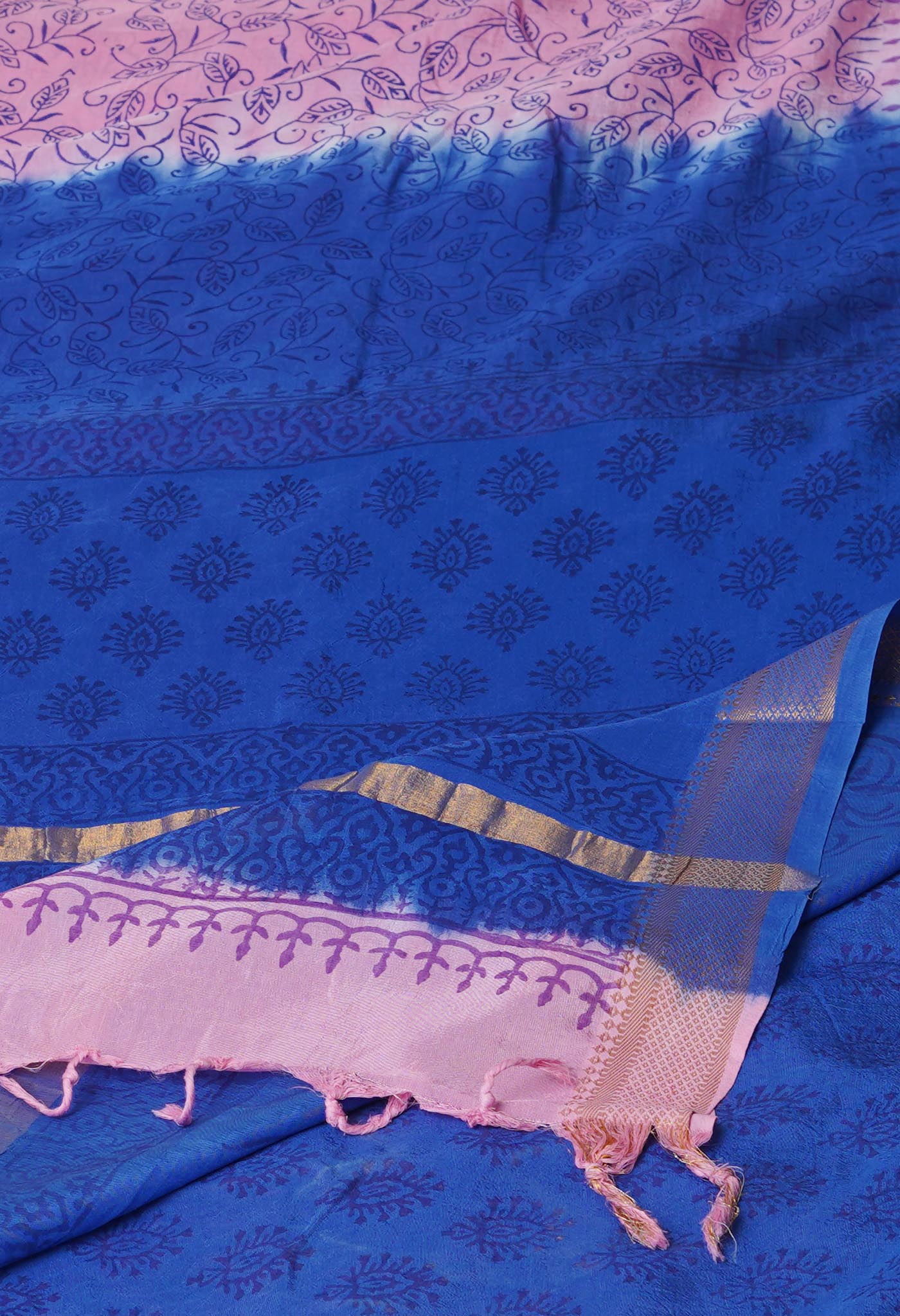 Pink Hand Block Printed Mangalgiri Soft Silk Saree
