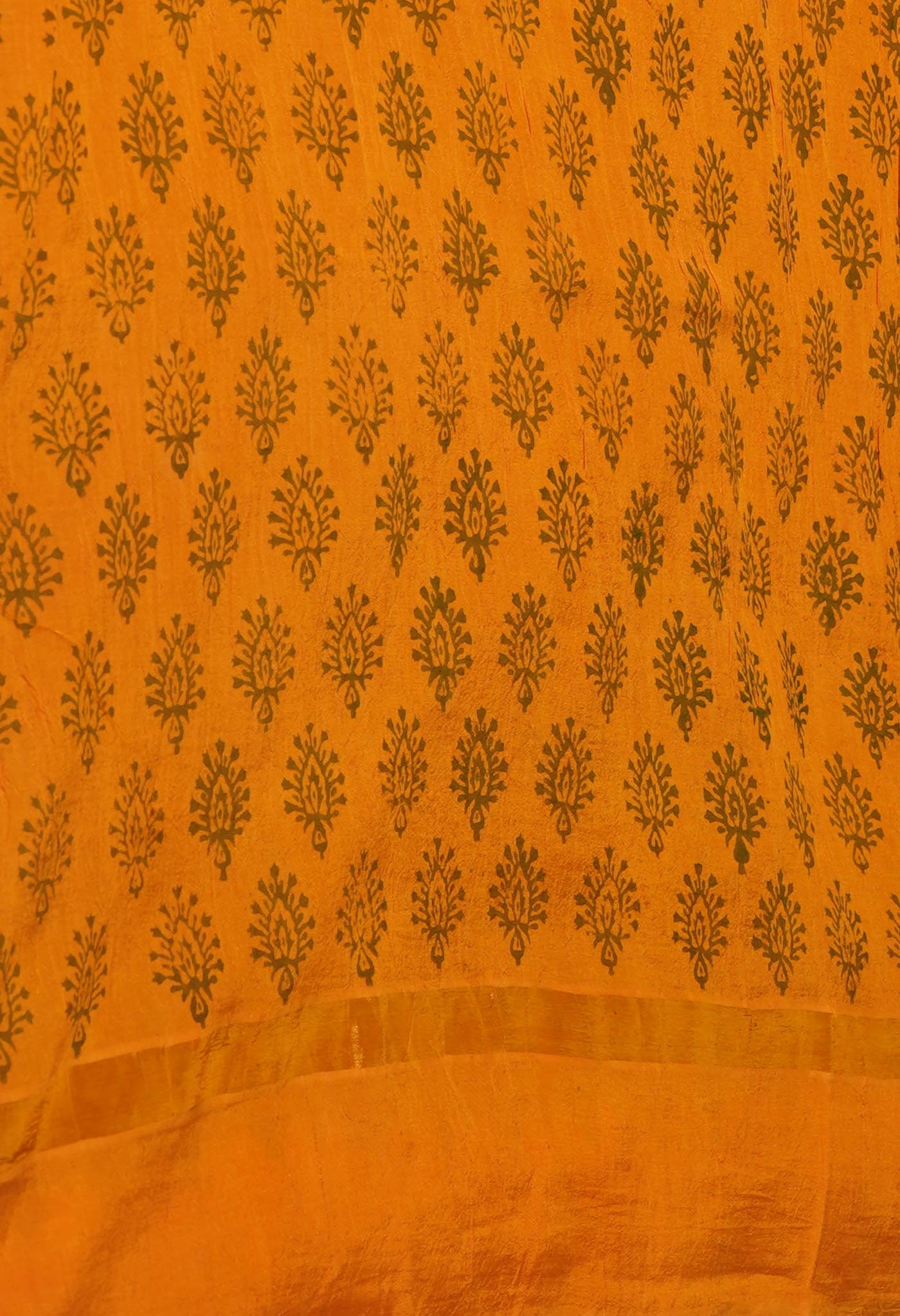 Green Hand Block Printed Mangalgiri Soft Silk Saree