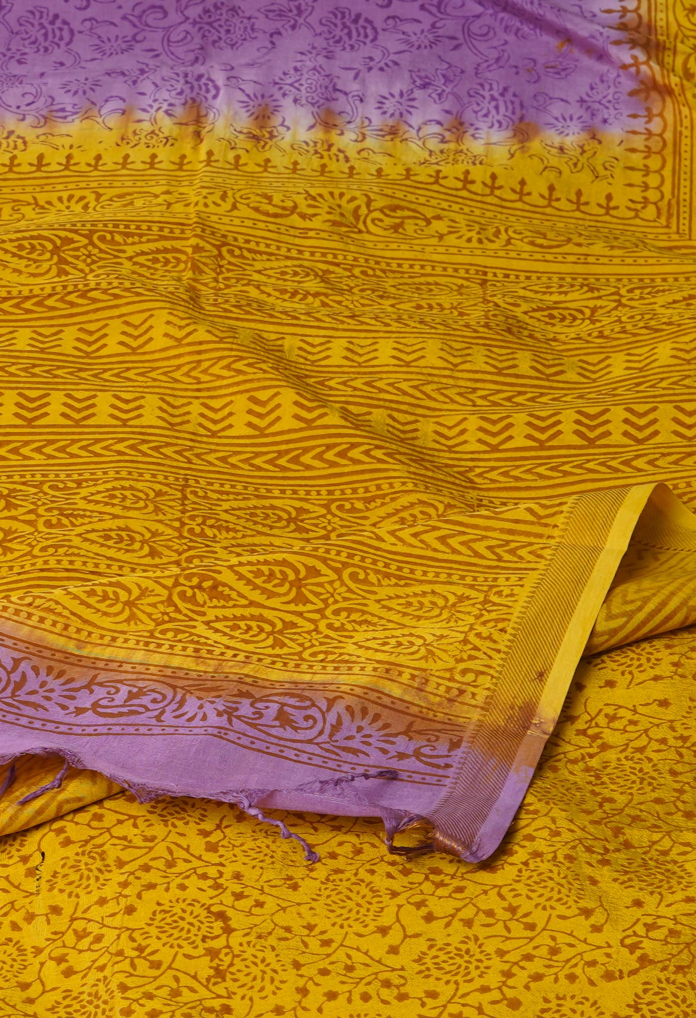 Purple  Hand Block Printed Mangalgiri Soft Silk Saree