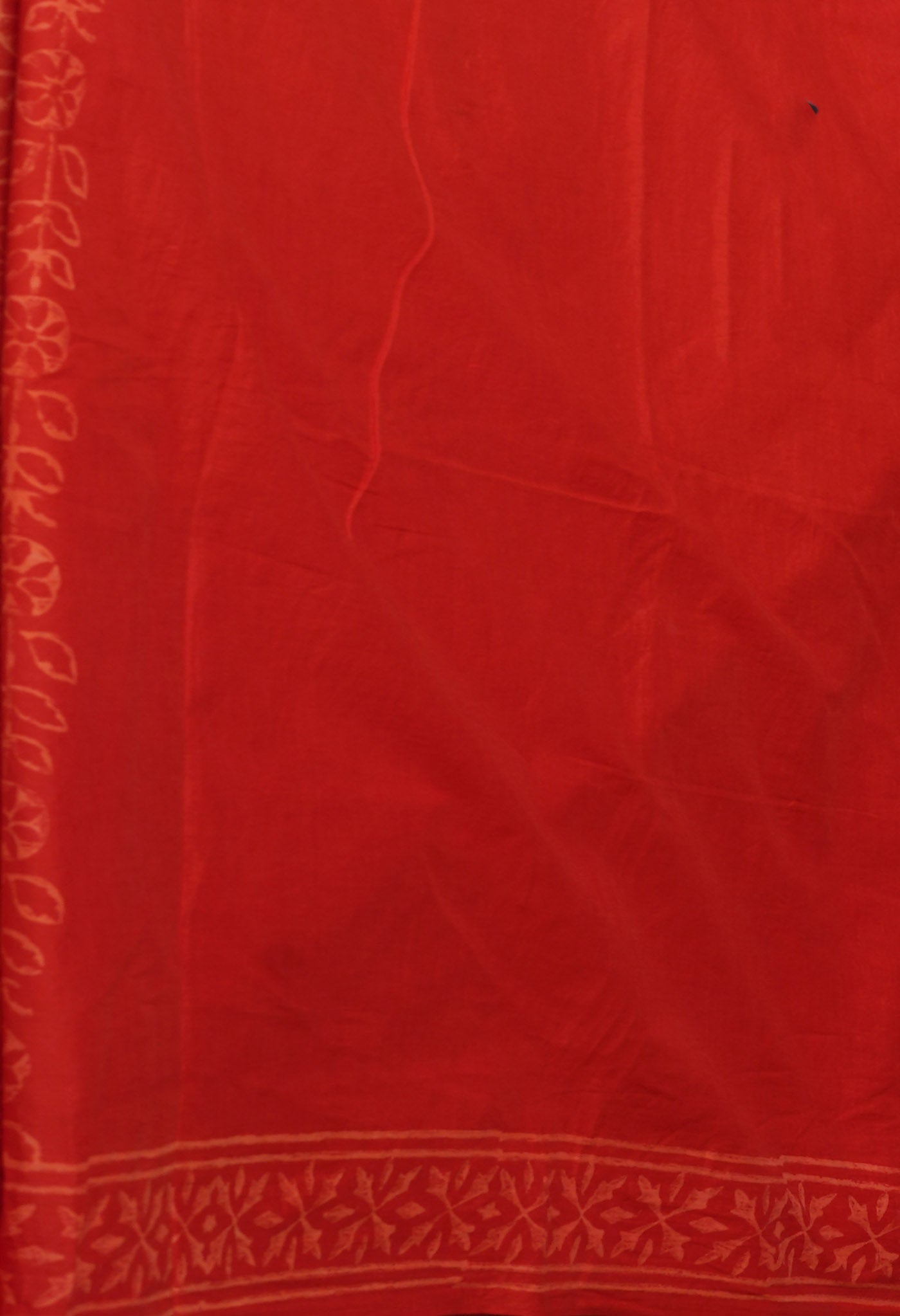 Red Pure Hand Block Discharge Printed Soft Cotton Saree