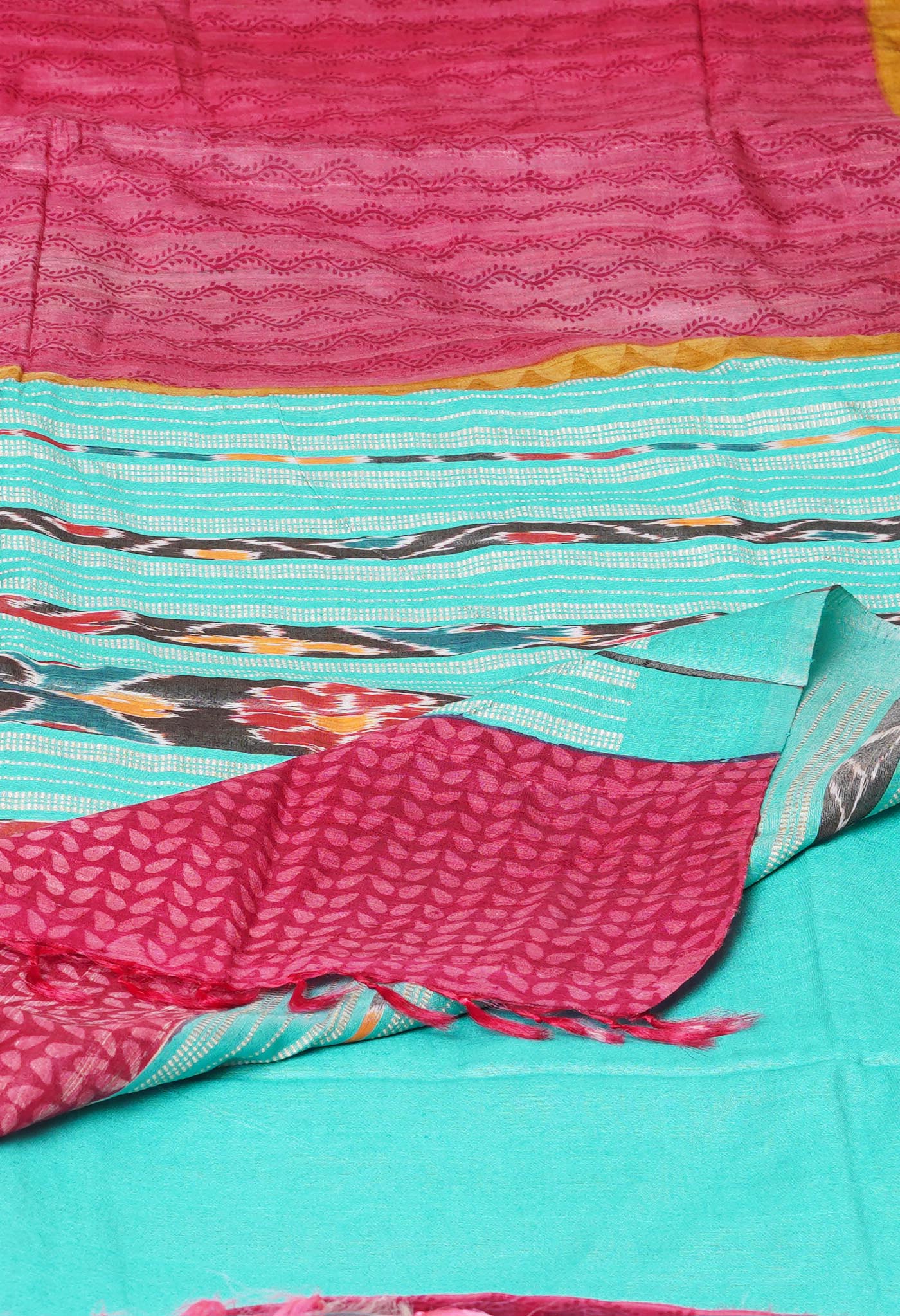Red Pure Handloom Printed Vidarbha Tussar Silk Saree-UNM77412