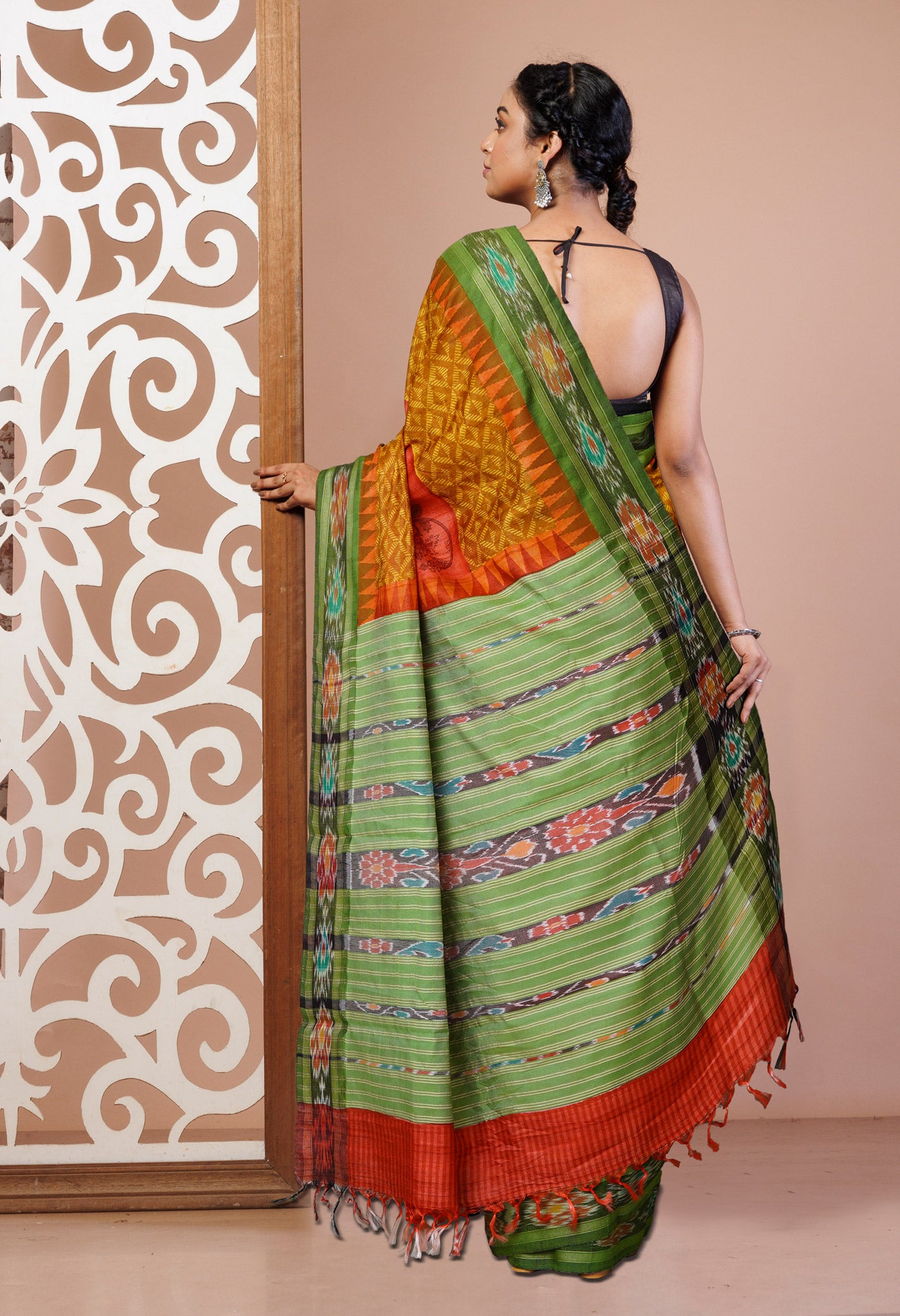 Red Pure Handloom Printed Vidarbha Tussar Silk Saree-UNM77413