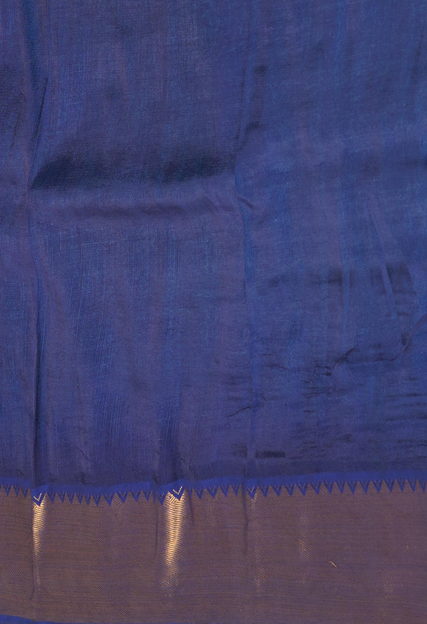 Blue  Plain Dyed With Zari Brocade Soft Silk Saree