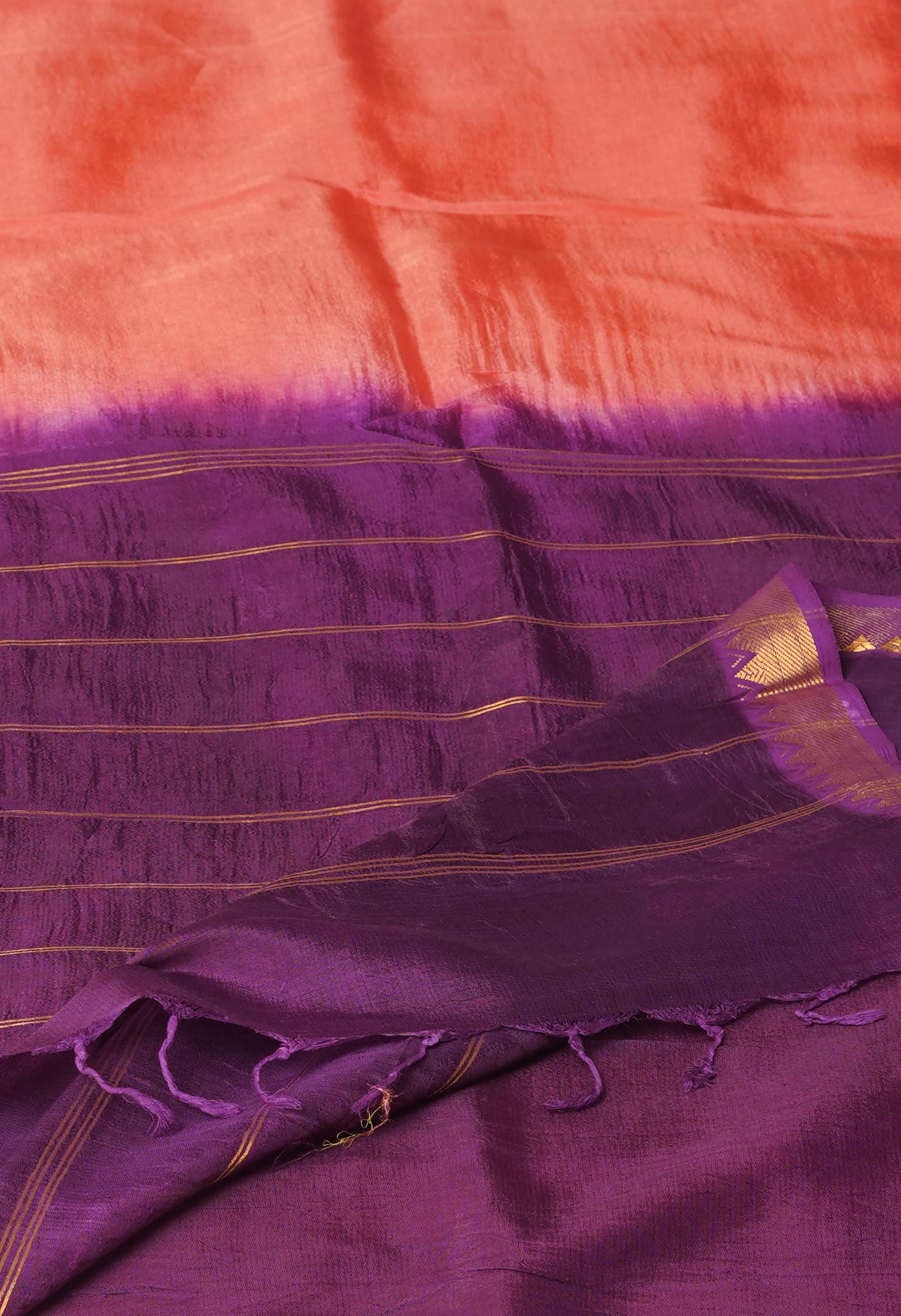 Pink  Plain Dyed With Zari Brocade Soft Silk Saree