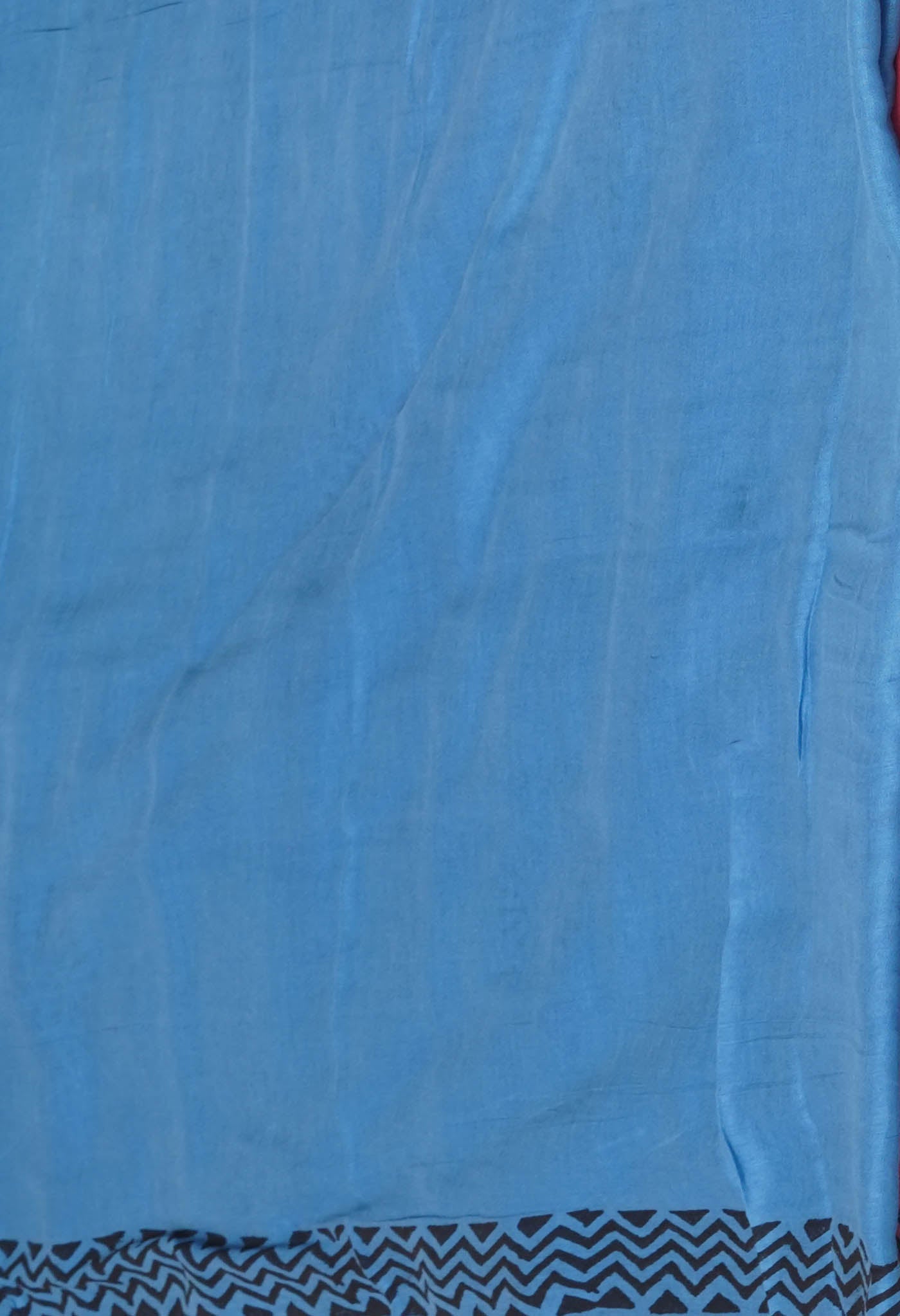 Blue Pure Dyed Hand Block Printed Soft Cotton Saree