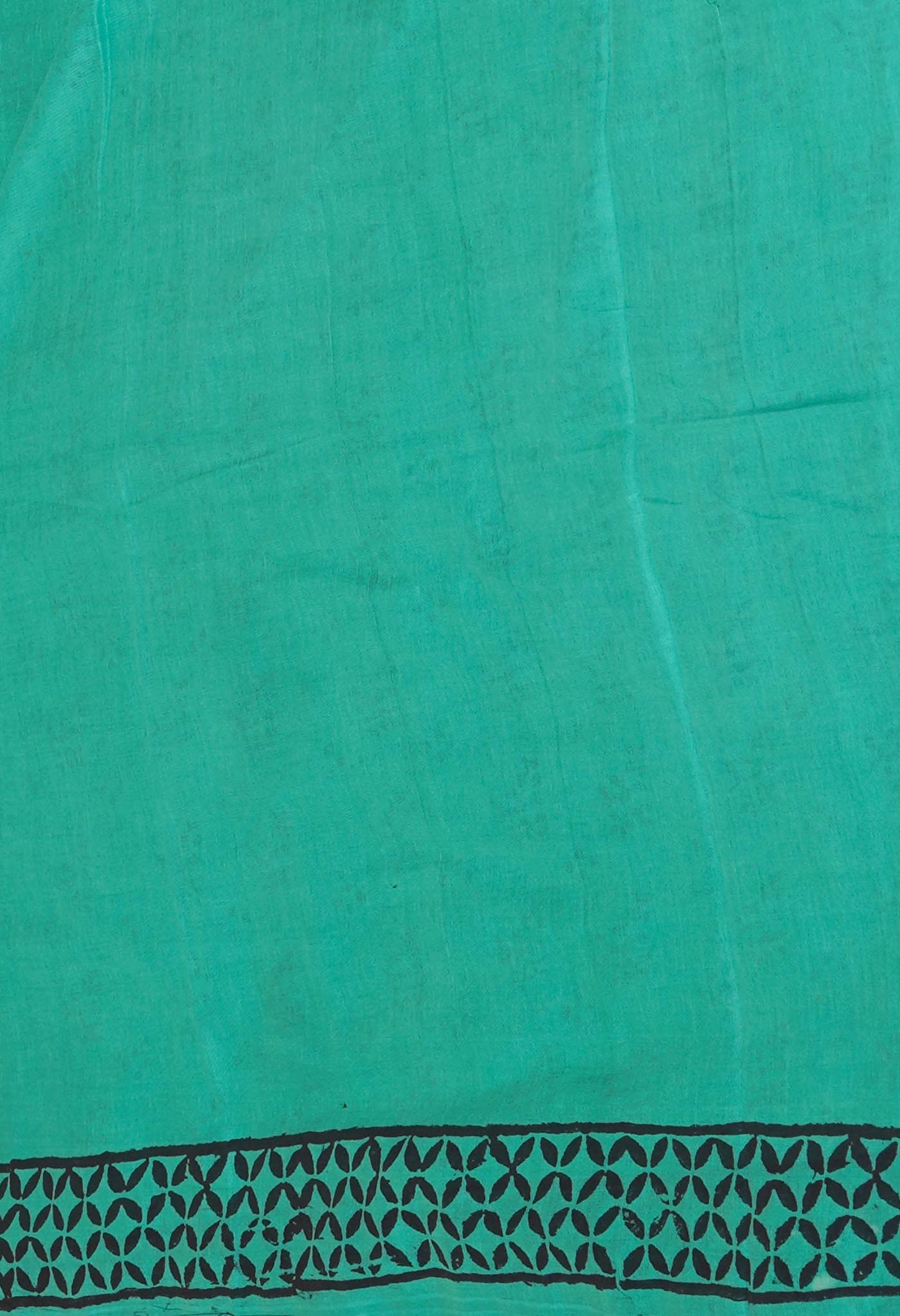 Green Pure Dyed Hand Block Printed Soft Cotton Saree