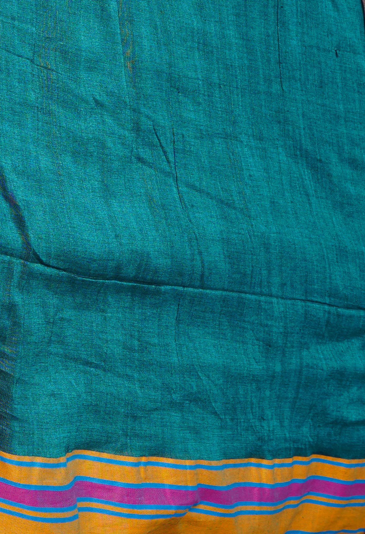 Peacock Green Pure  Handloom Nagaland Cotton Saree
