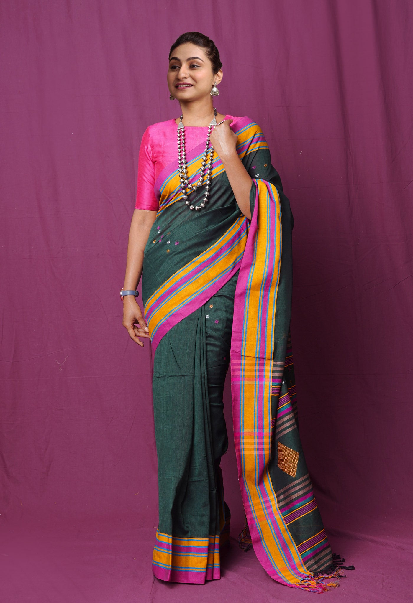 Green Pure Handloom Nagaland Cotton Saree