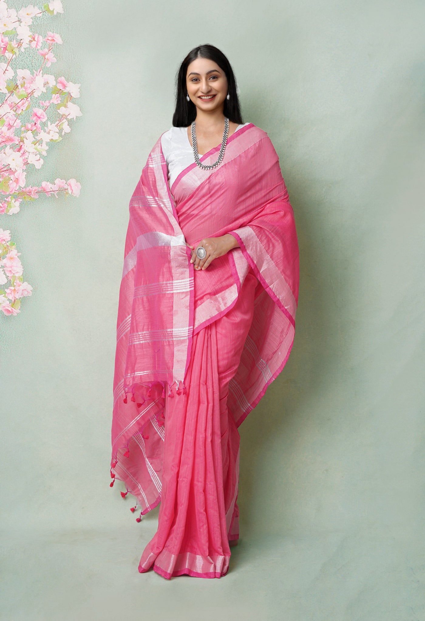Pink Pure Bengal Sico Saree