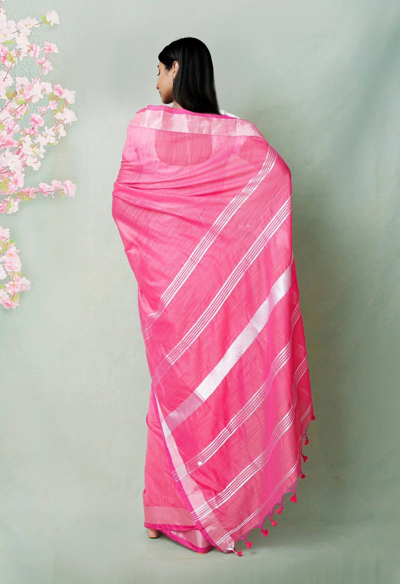 Pink Pure Bengal Sico Saree