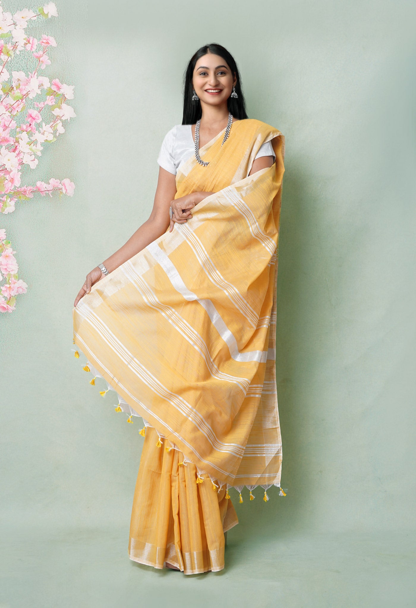 Cream Pure  Bengal  Sico Saree