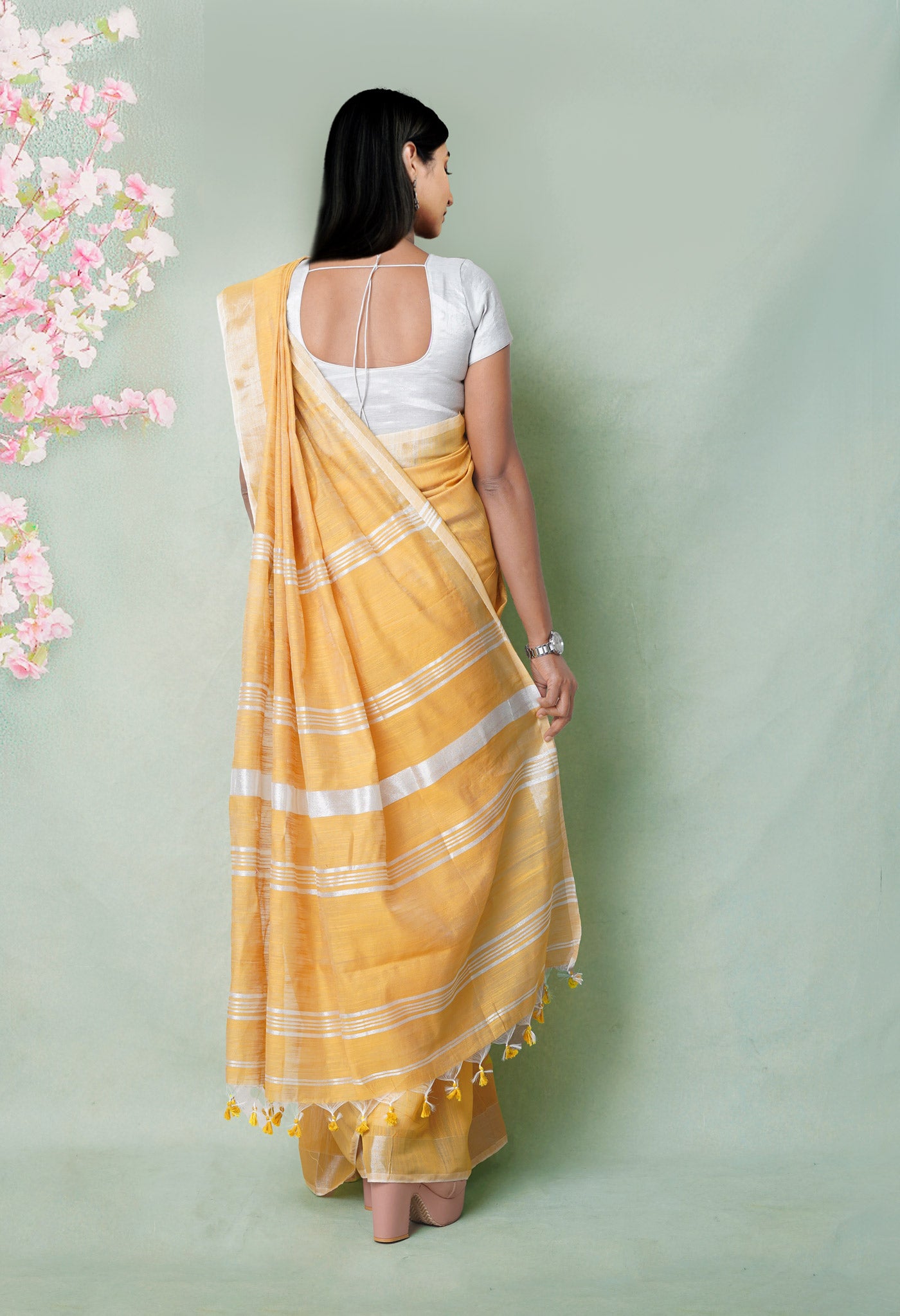 Cream Pure  Bengal  Sico Saree