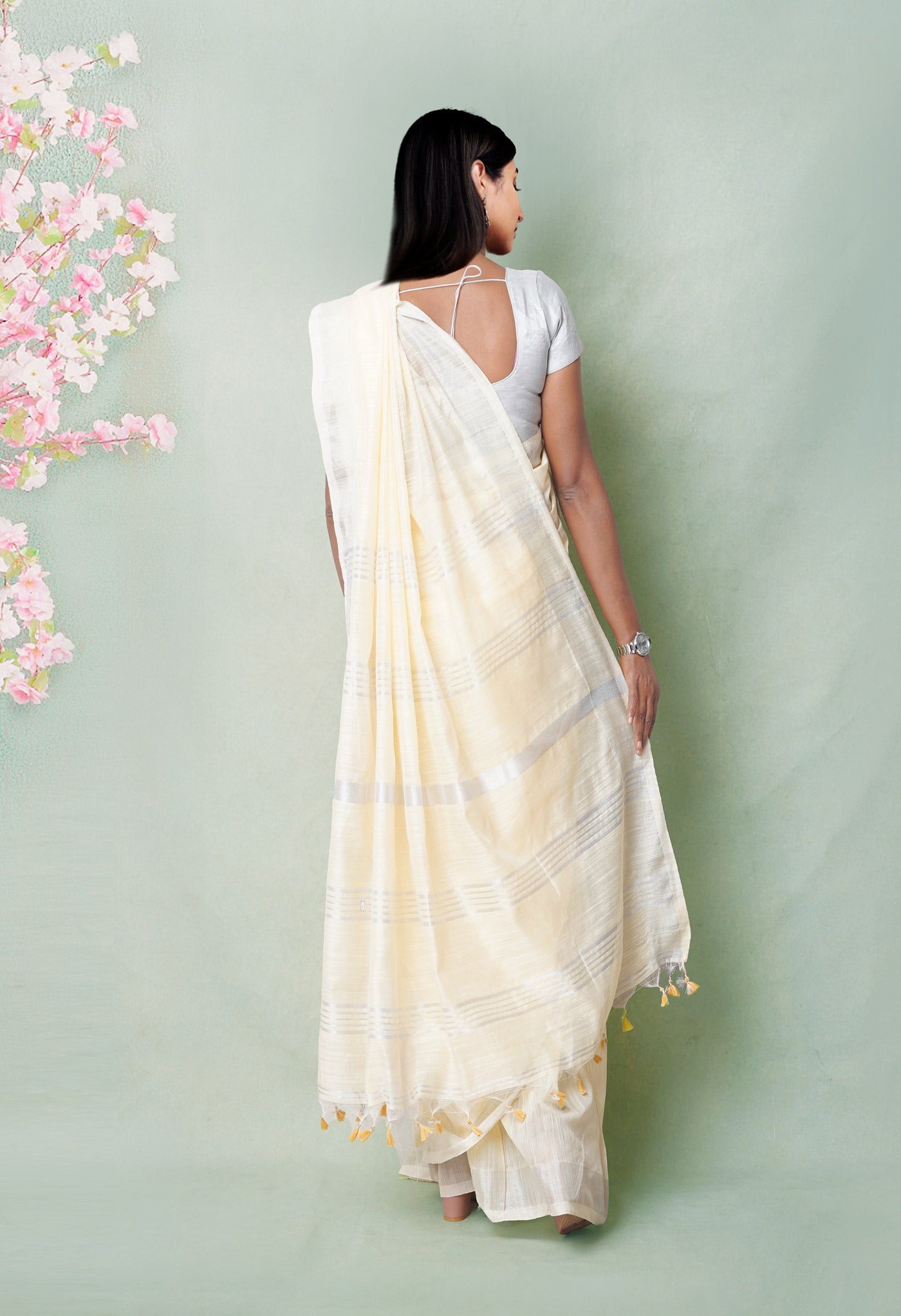 Cream Pure  Bengal  Sico Saree