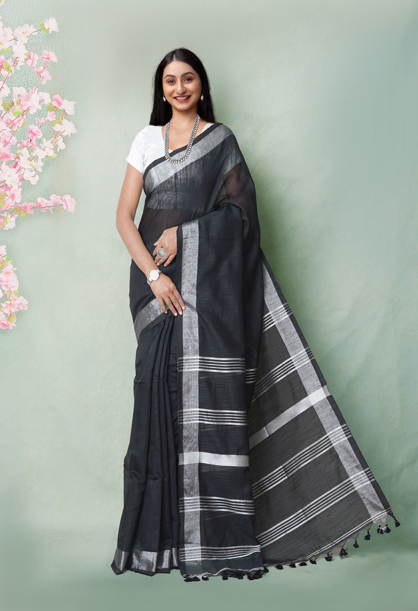 Black Pure  Bengal  Sico Saree