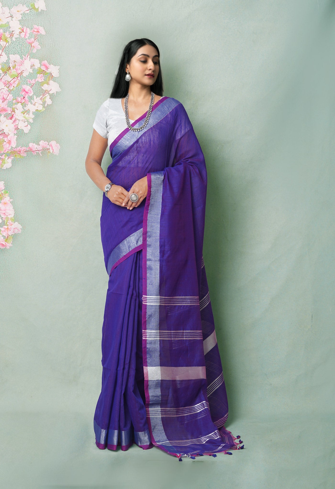 Violet Pure  Bengal  Sico Saree