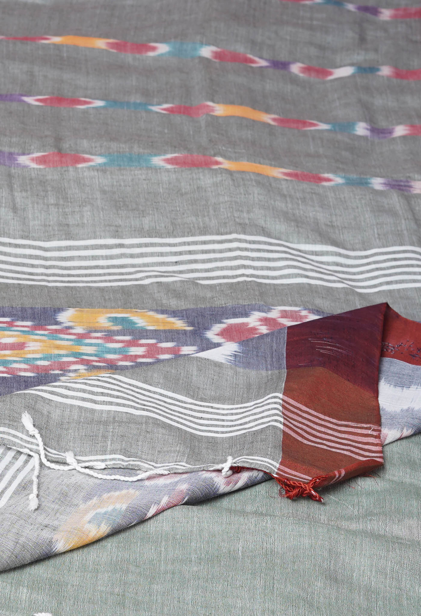 Grey Pure  Pochampally  Linen Saree