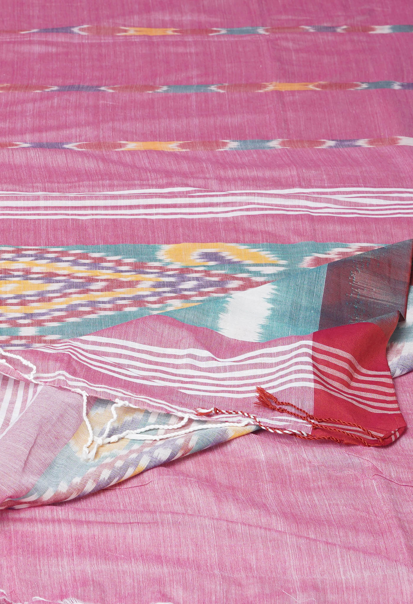 Pink Pure  Pochampally  Linen Saree