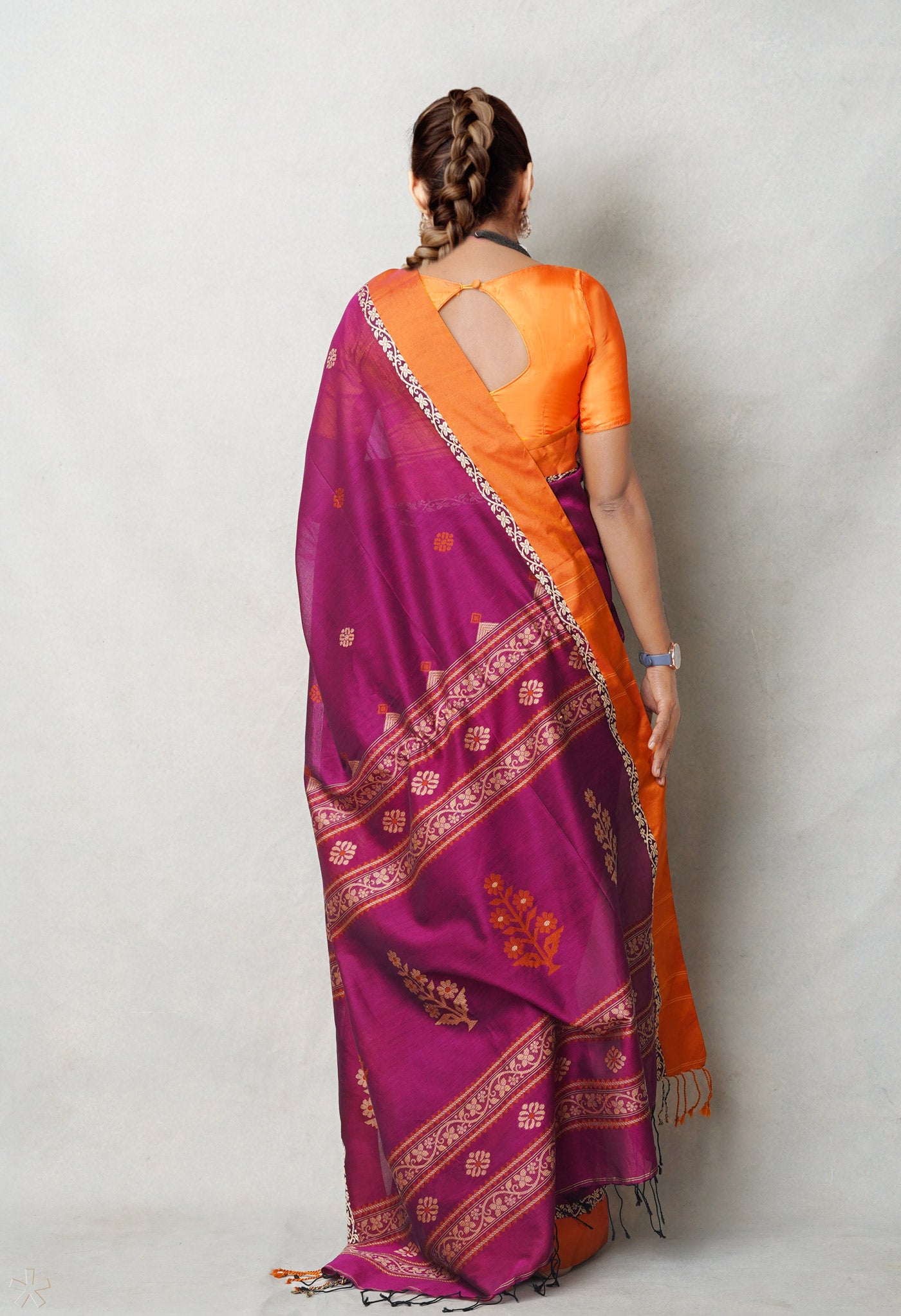 Pink Pure Mercerized Bengal Linen Saree