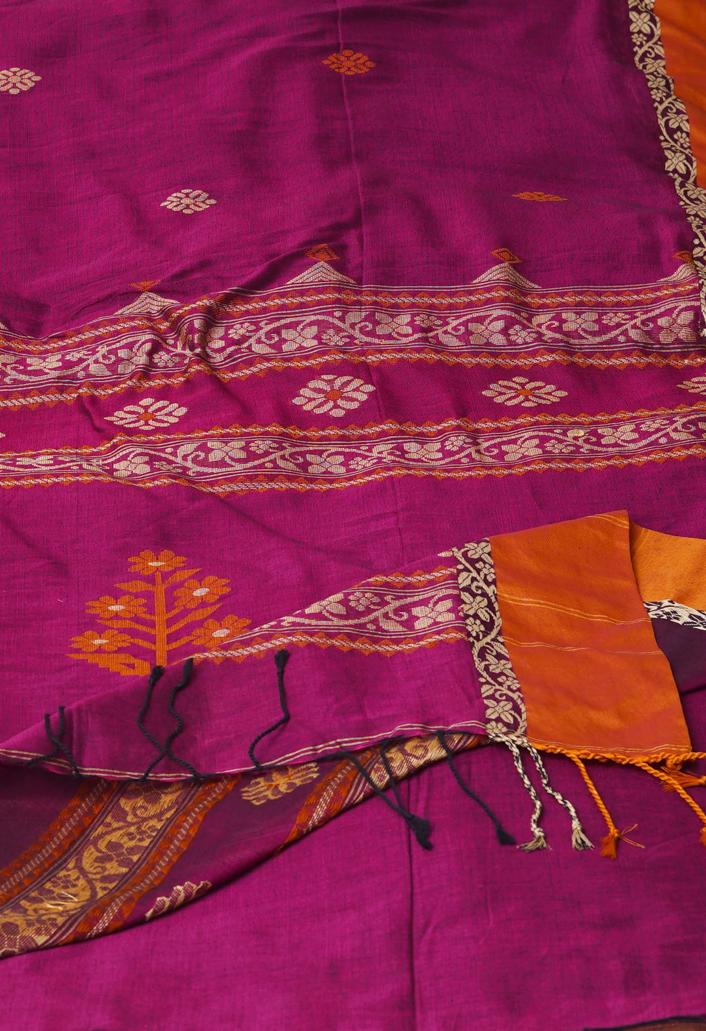 Pink Pure Mercerized Bengal Linen Saree