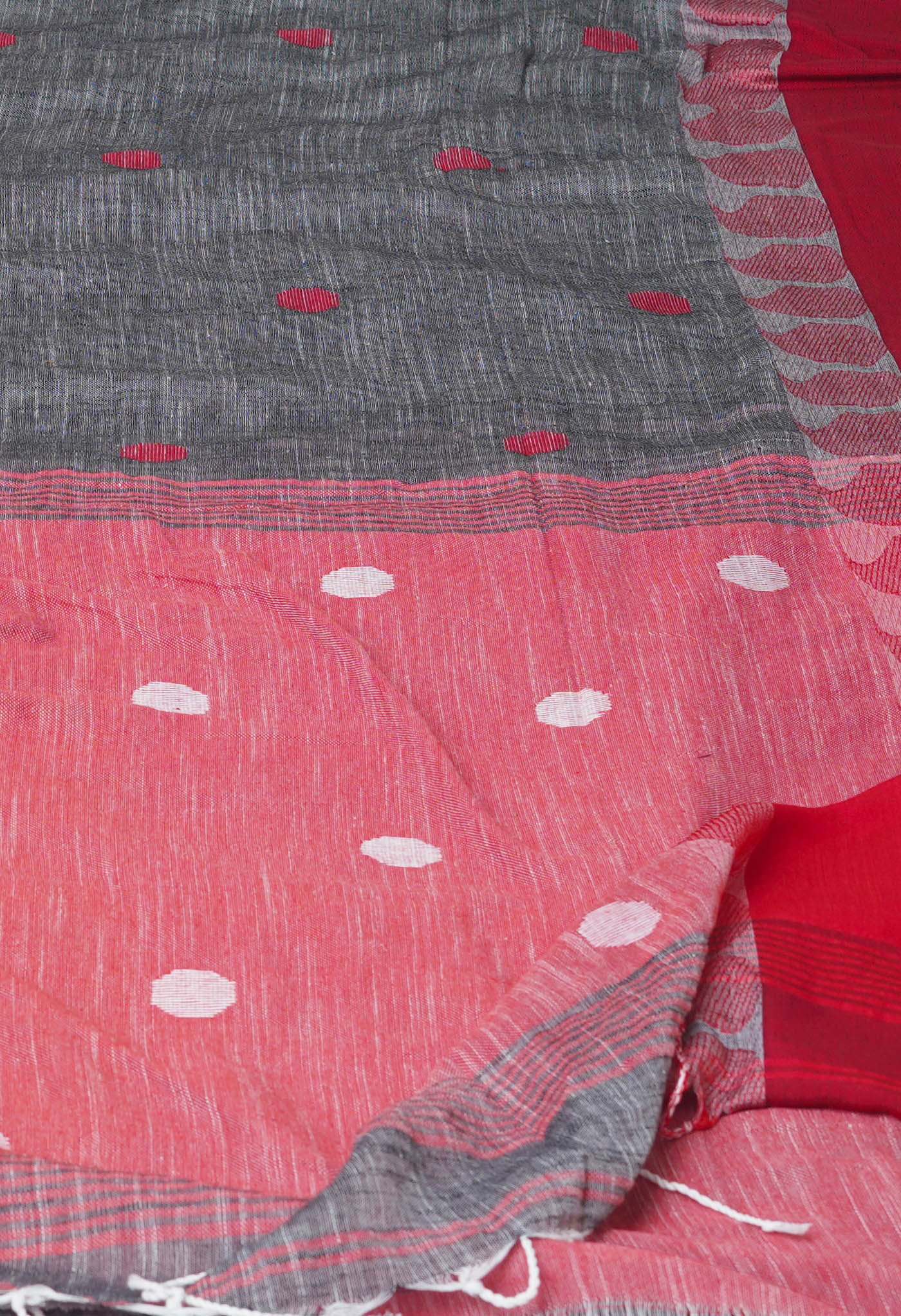 Grey Pure Handloom Khadi Linen Saree