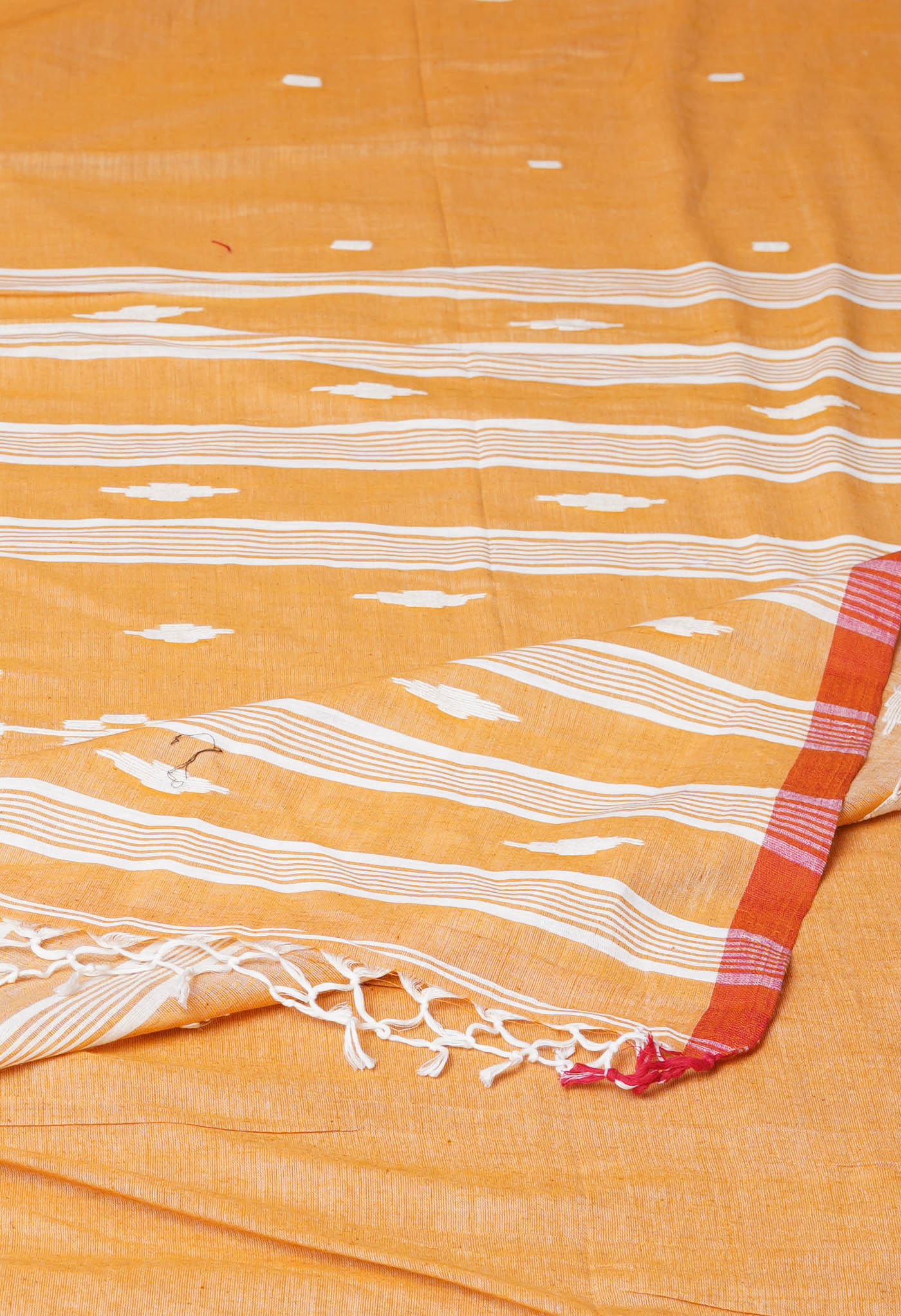 Pastel Orange Pure  Superfine Cotton Linen Saree