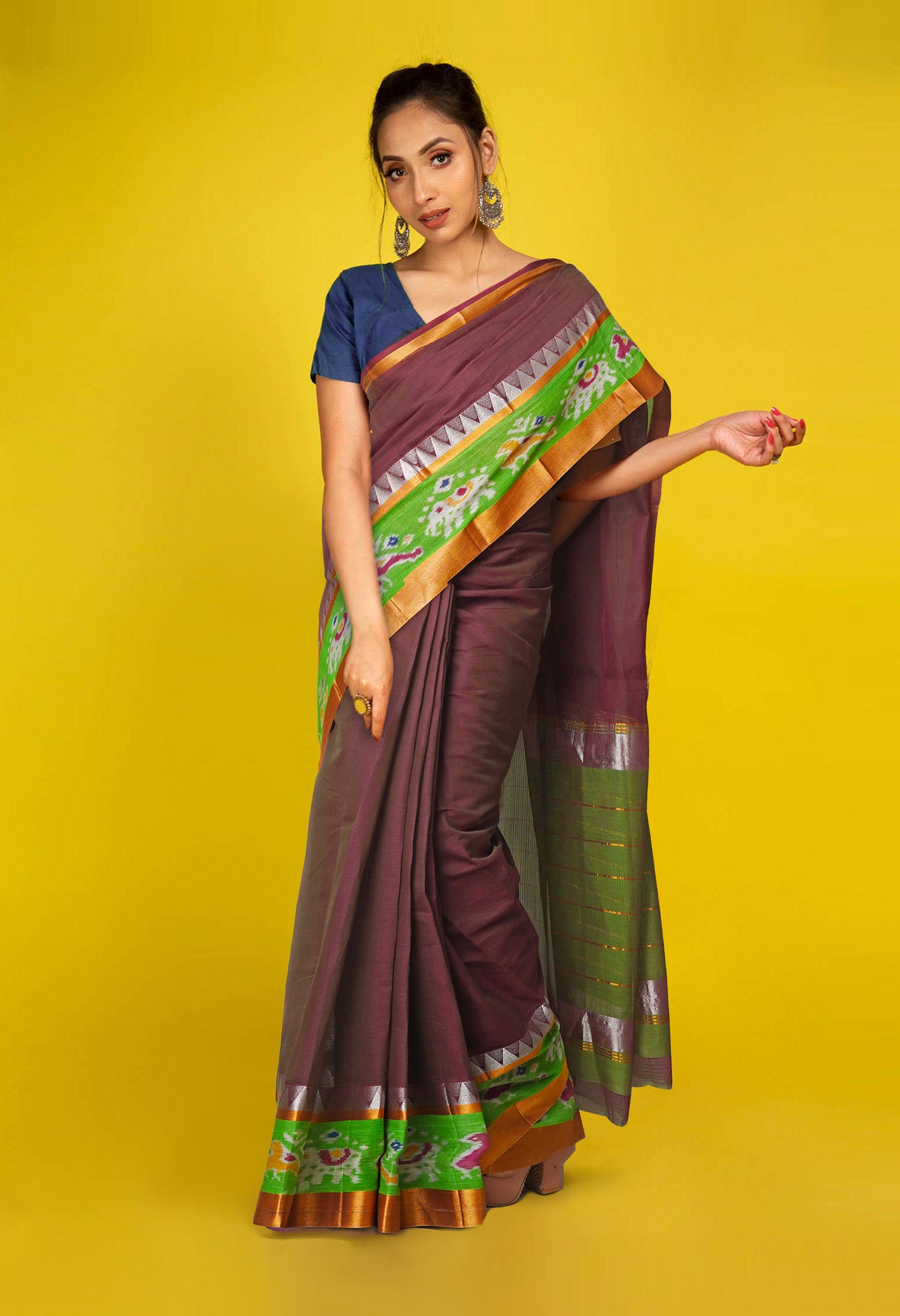 Brown Pure Handloom Assam Sico Saree