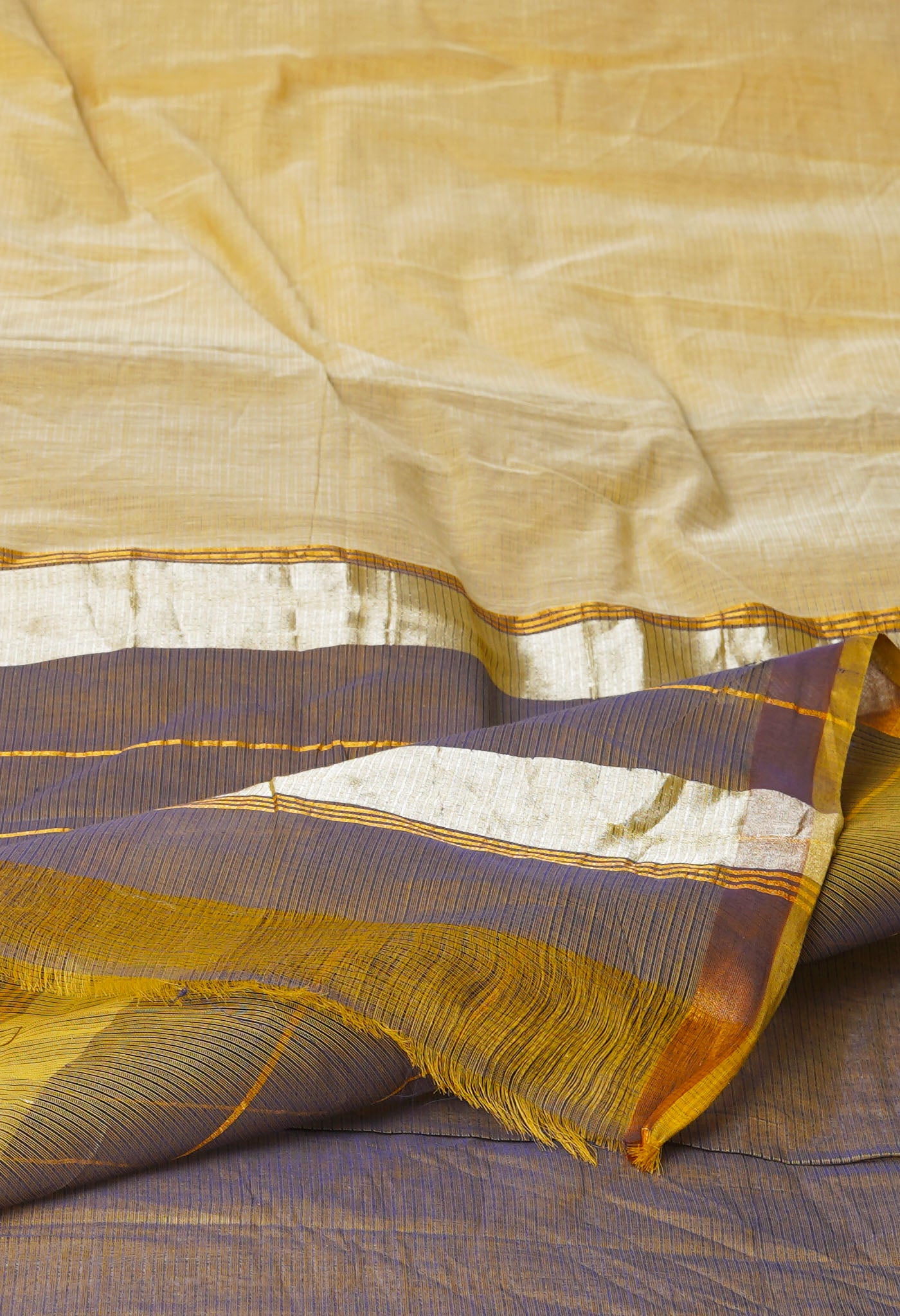 Cream Pure Handloom Assam Sico Saree