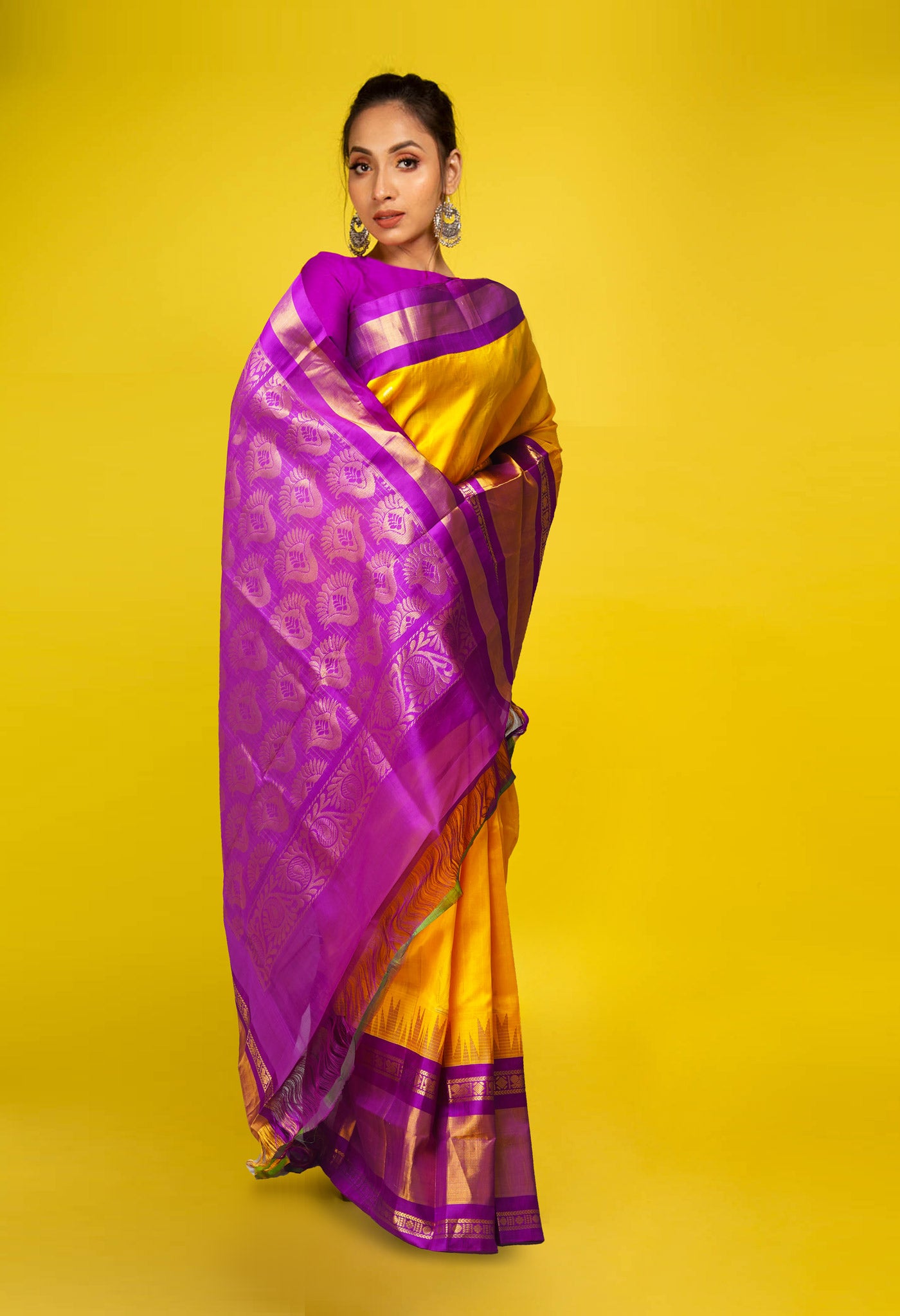 Yellow Pure Handloom Assam Silk Saree