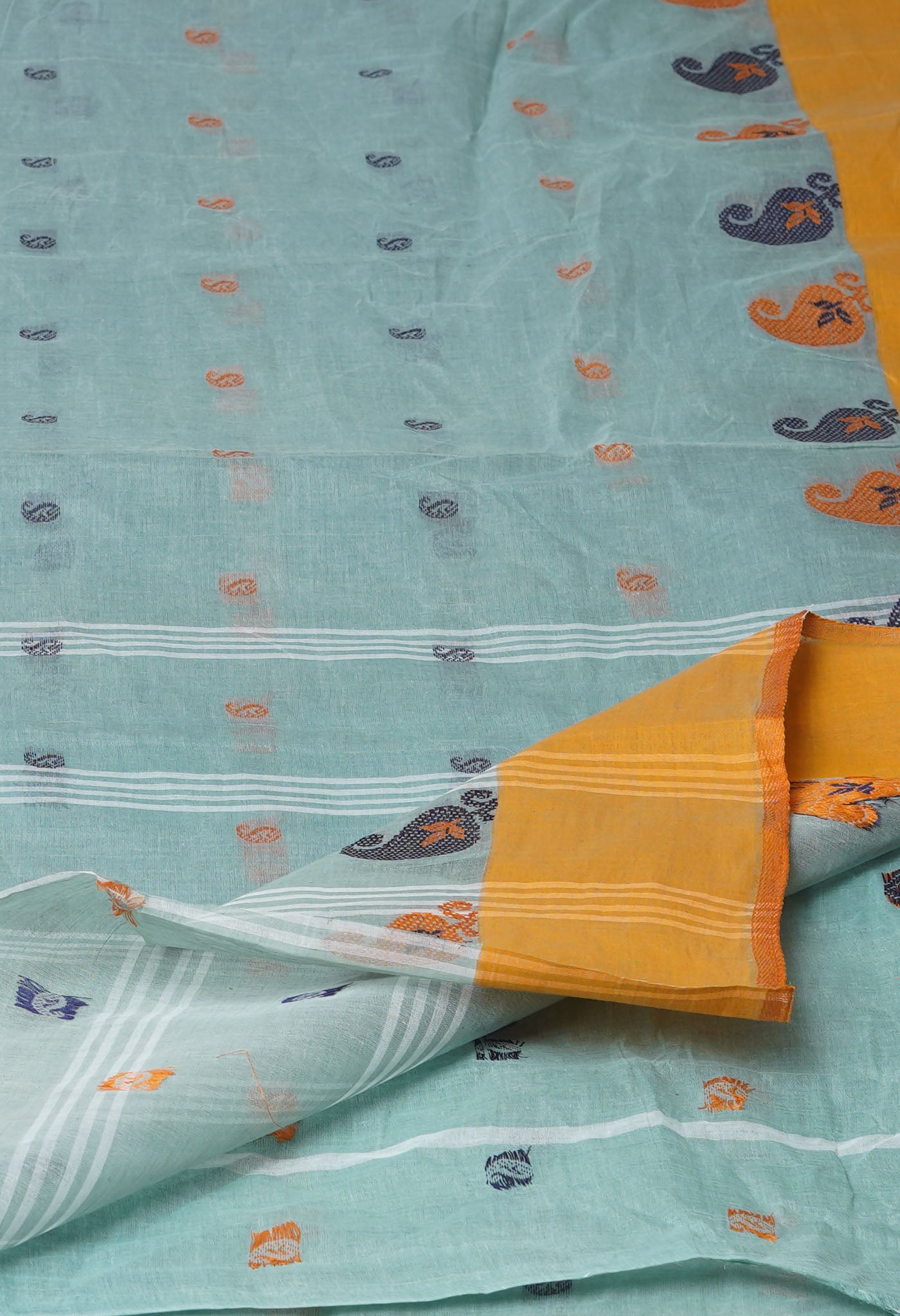 Pastel Blue Pure Handloom Superfine Bengal Cotton Saree