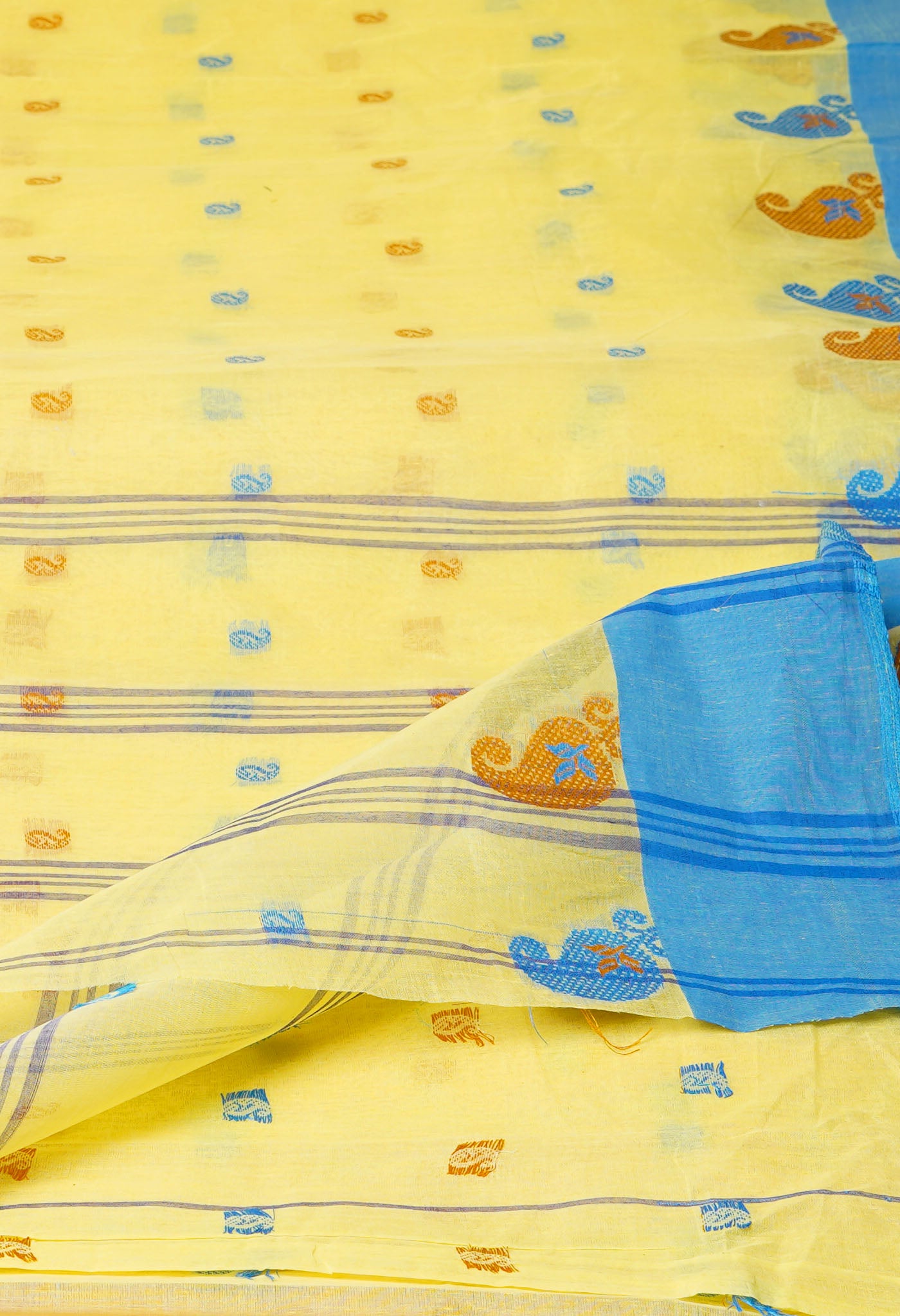 Lemon Yellow Pure Handloom Superfine Bengal Cotton Saree