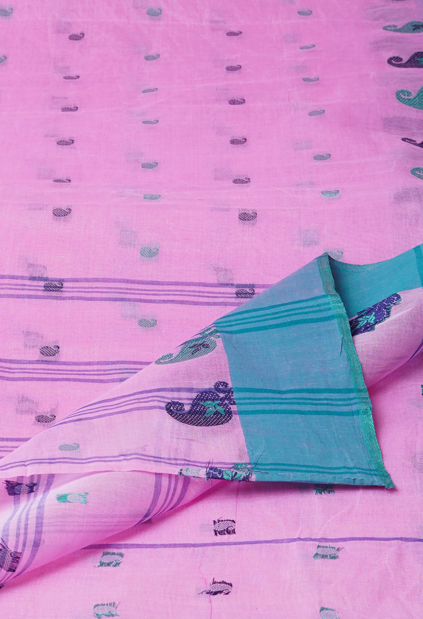 Pink Pure Handloom Superfine Bengal Cotton Saree