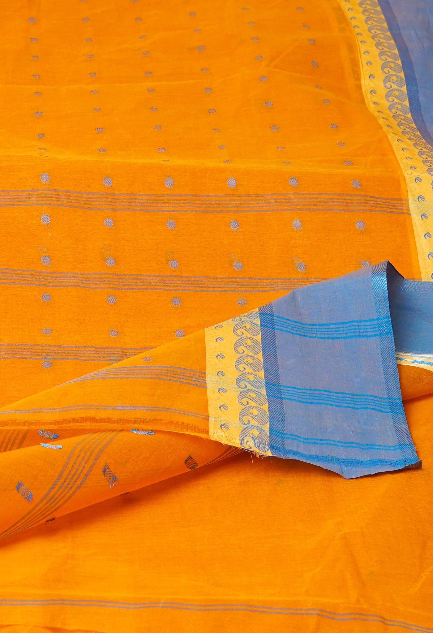 Turmeric Yellow Pure Handloom Superfine Bengal Cotton Saree-UNM77720