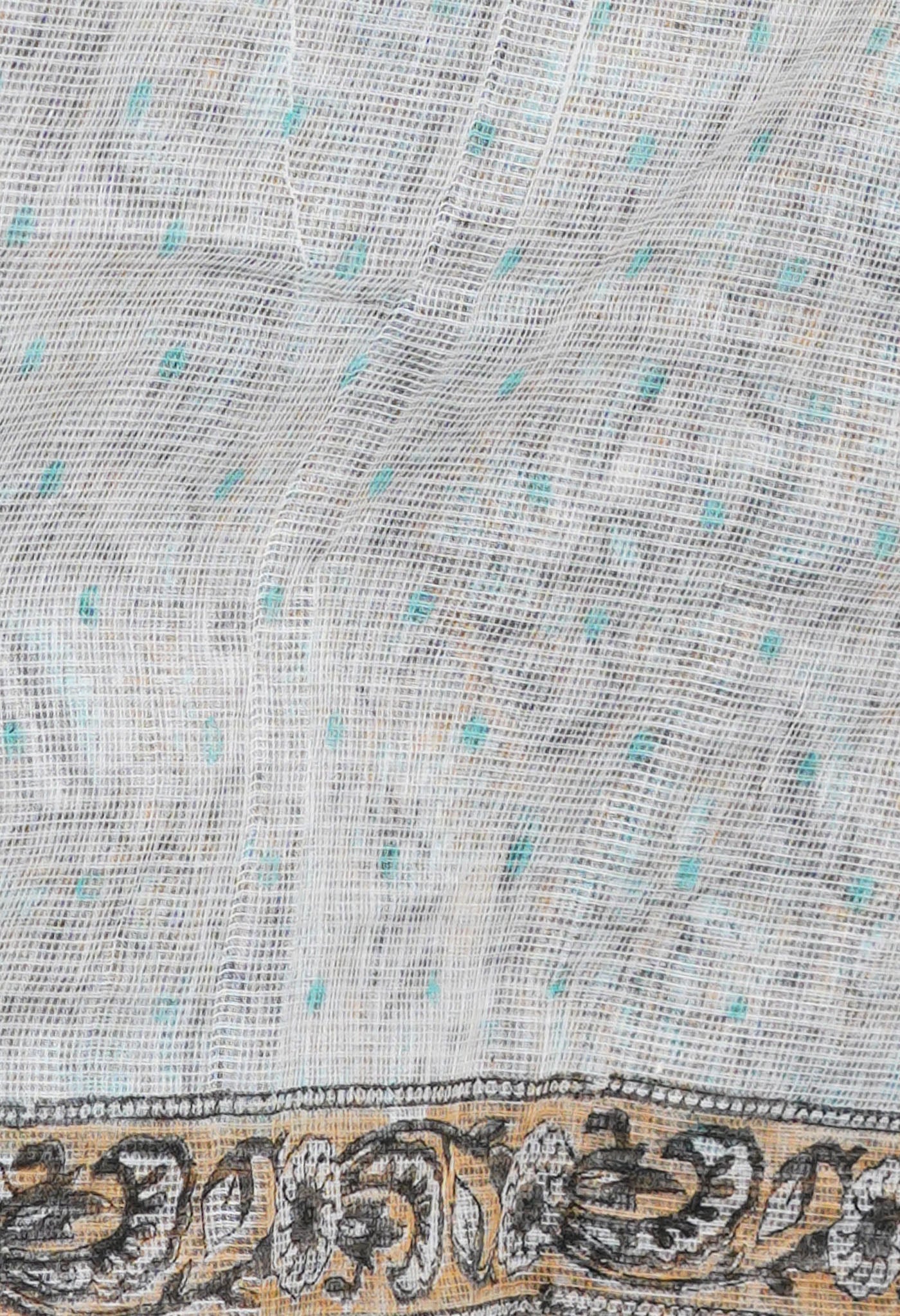 Grey Pure Hand Block Printed Kota Saree-UNM77743